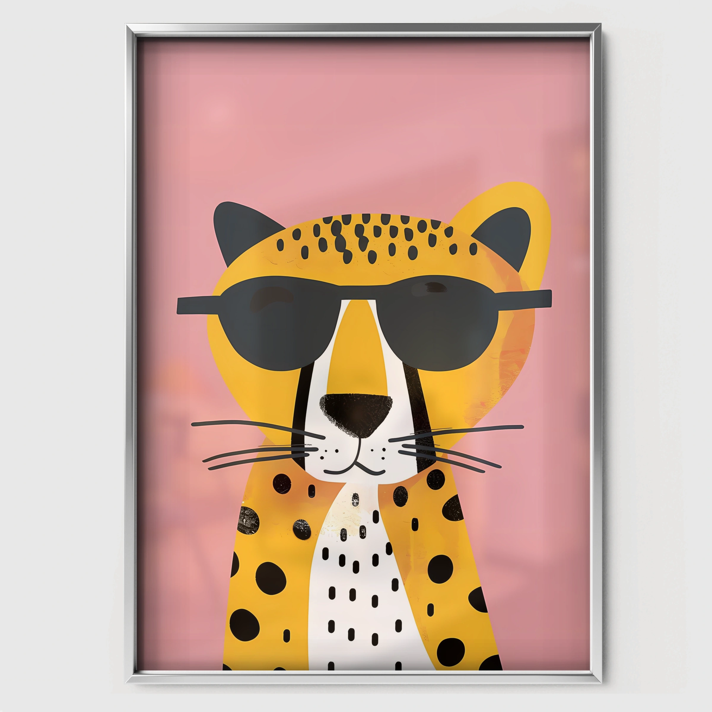 Cool Cheetah Nursery Print - white framed nursery wall art print