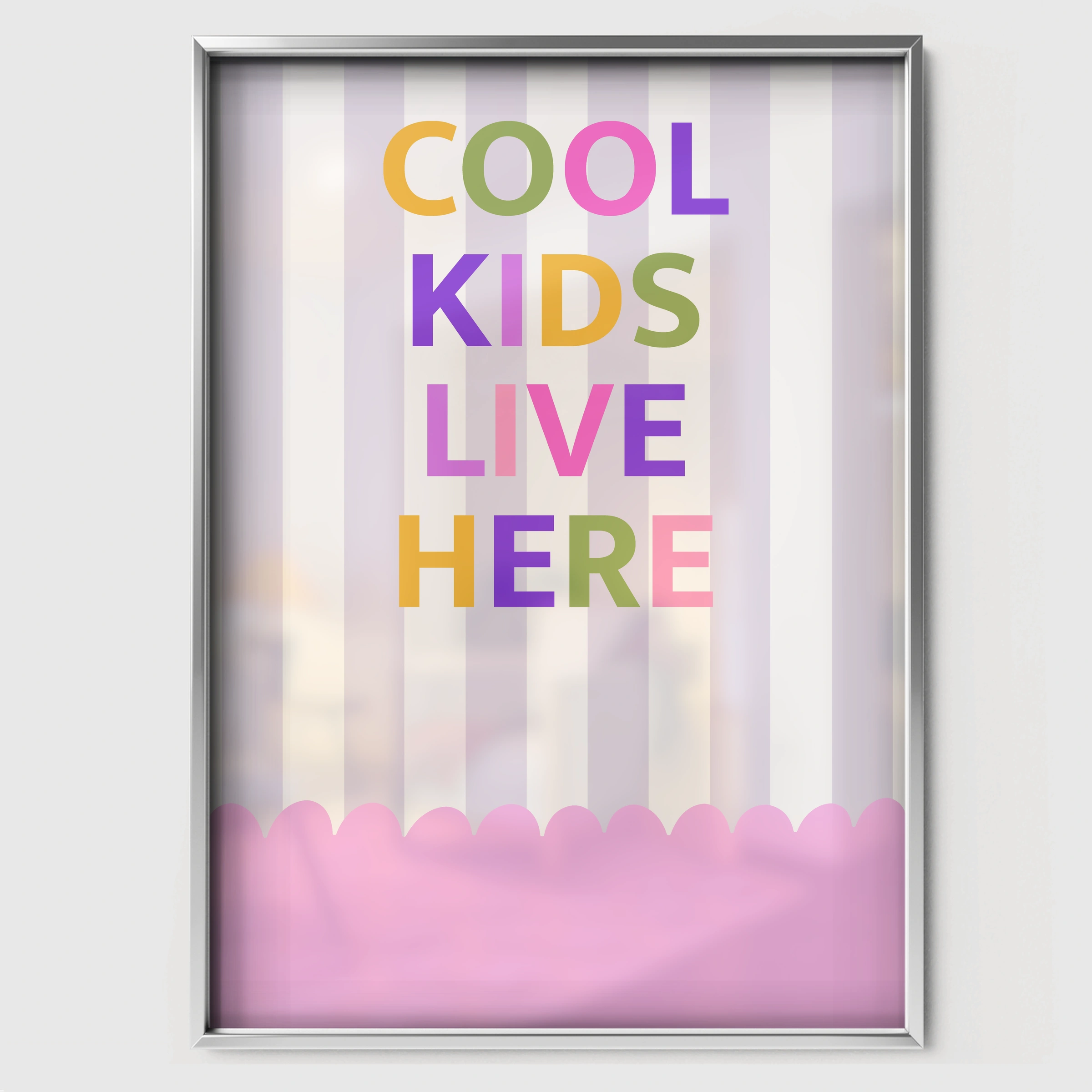 Cool Kids Live Here Nursery Print - white framed nursery wall art print