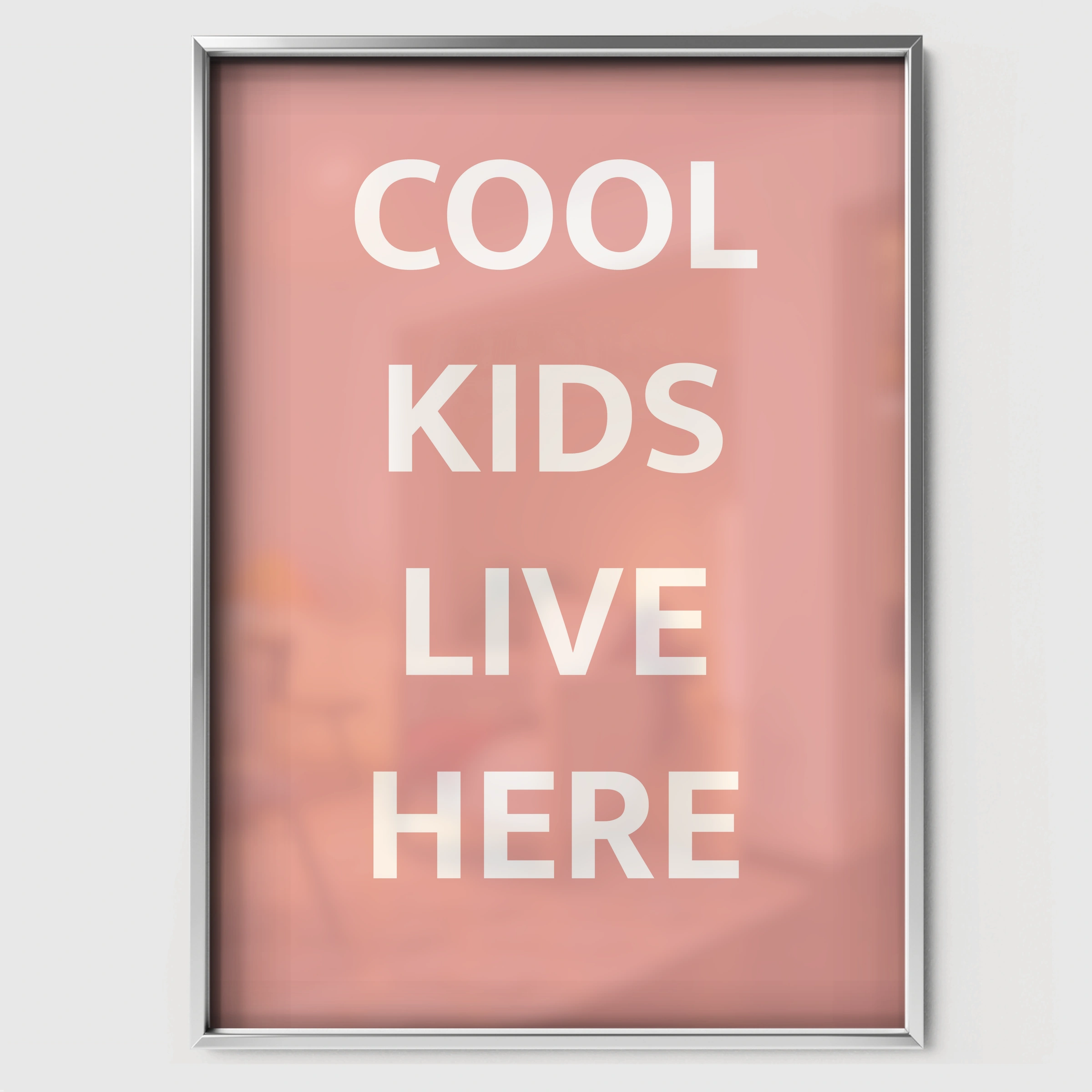 Cool Kids Live Here Pink Nursery Print - white framed nursery wall art print