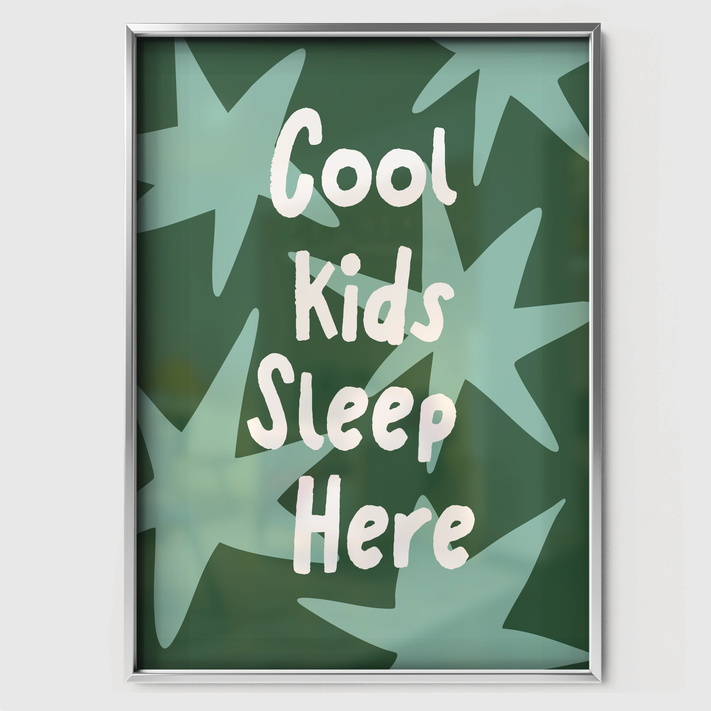 Cool Kids Sleep Here Nursery Print - white framed nursery wall art print