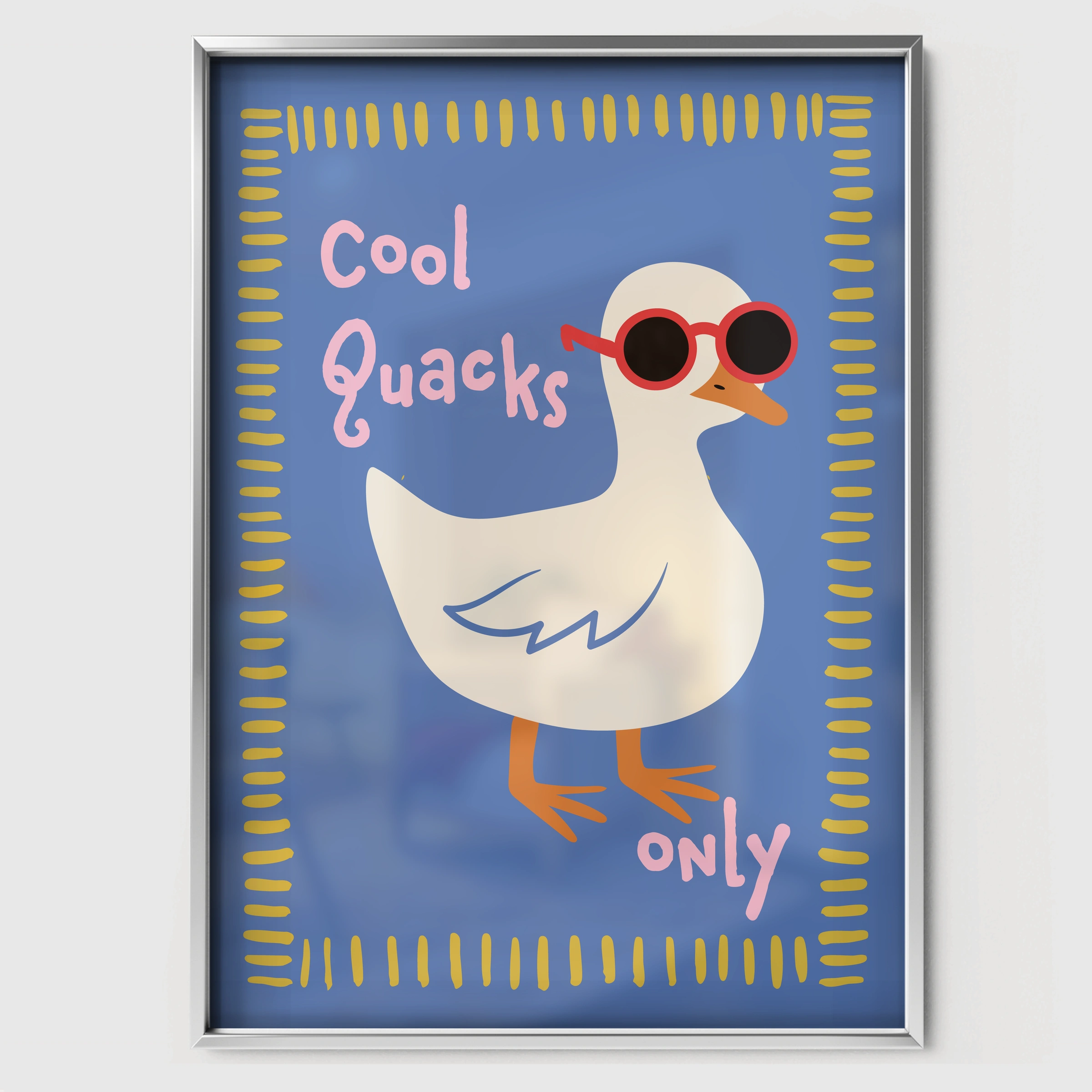 Cool Quacks Only Nursery Print - white framed nursery wall art print