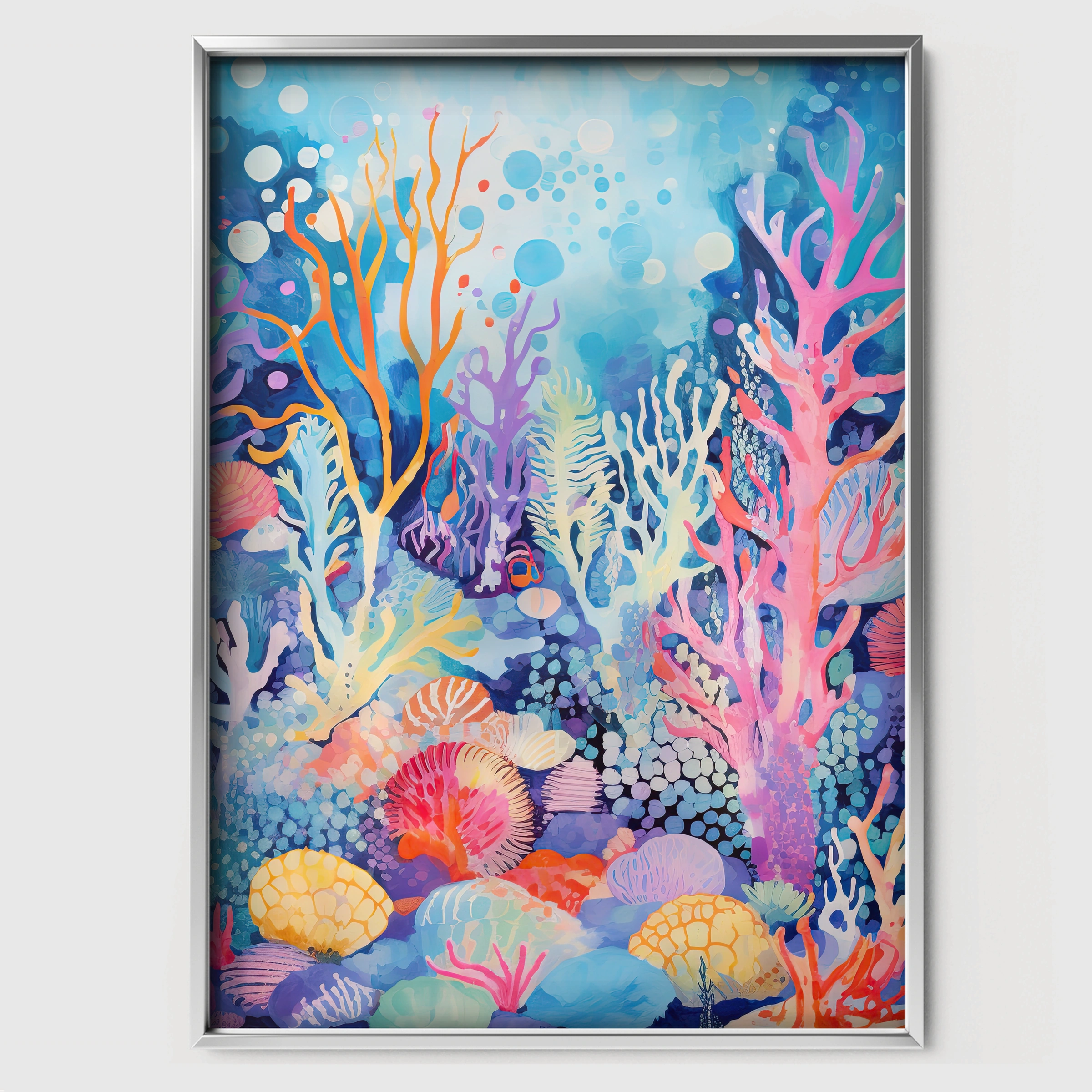 Coral Reef Garden Nursery Print - white framed nursery wall art print