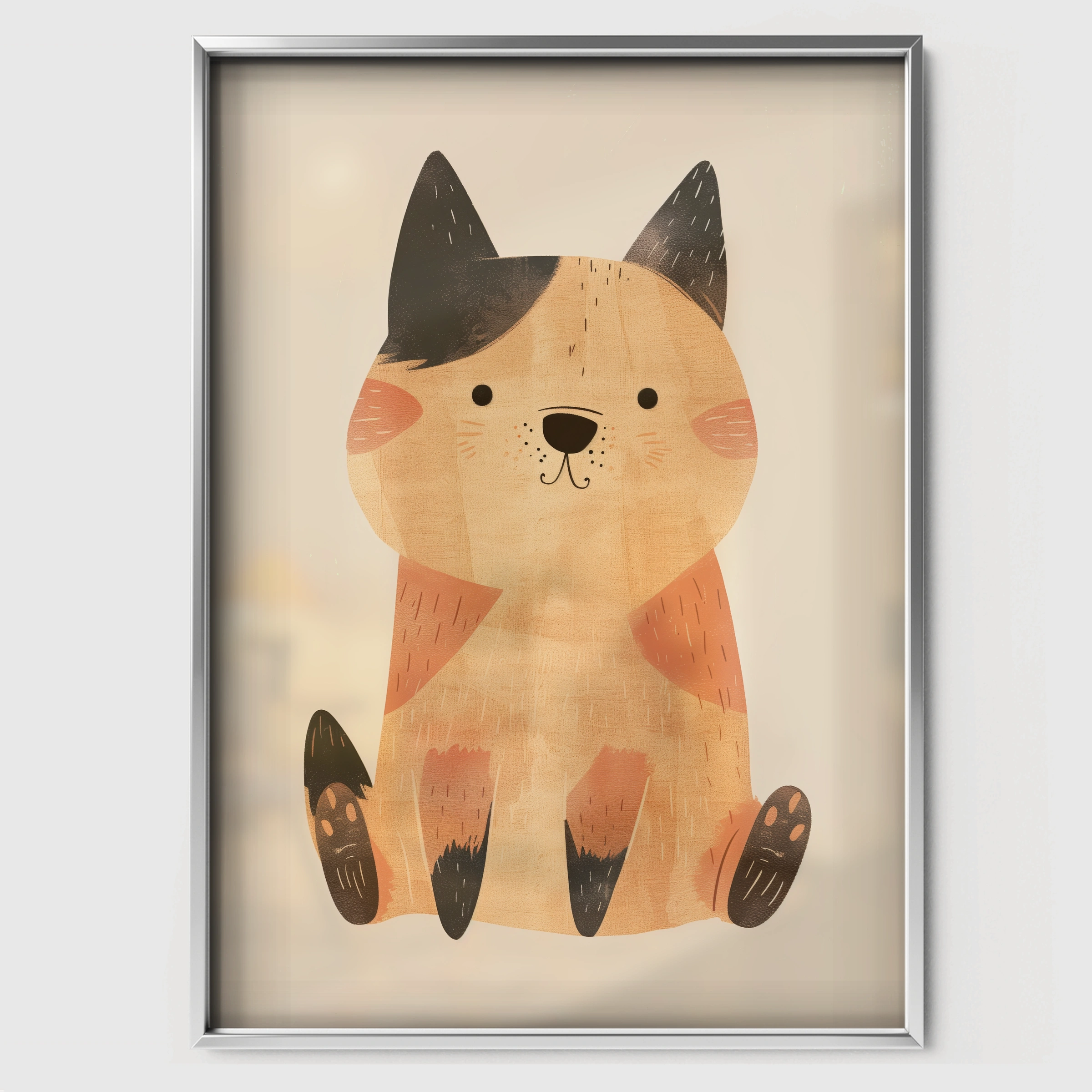 Cosy Cat Nursery Print - white framed nursery wall art print