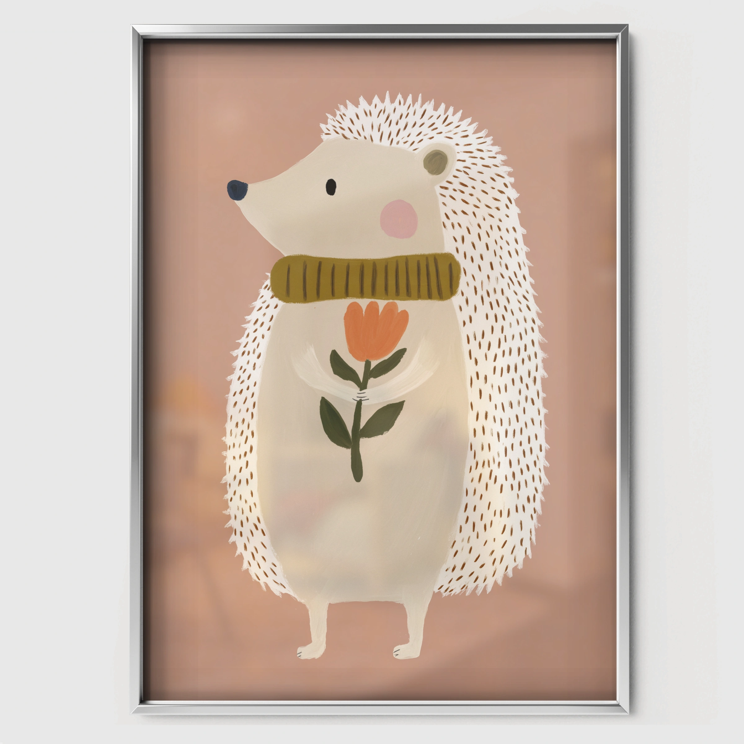Cosy Hedgehog Nursery Print - white framed nursery wall art print
