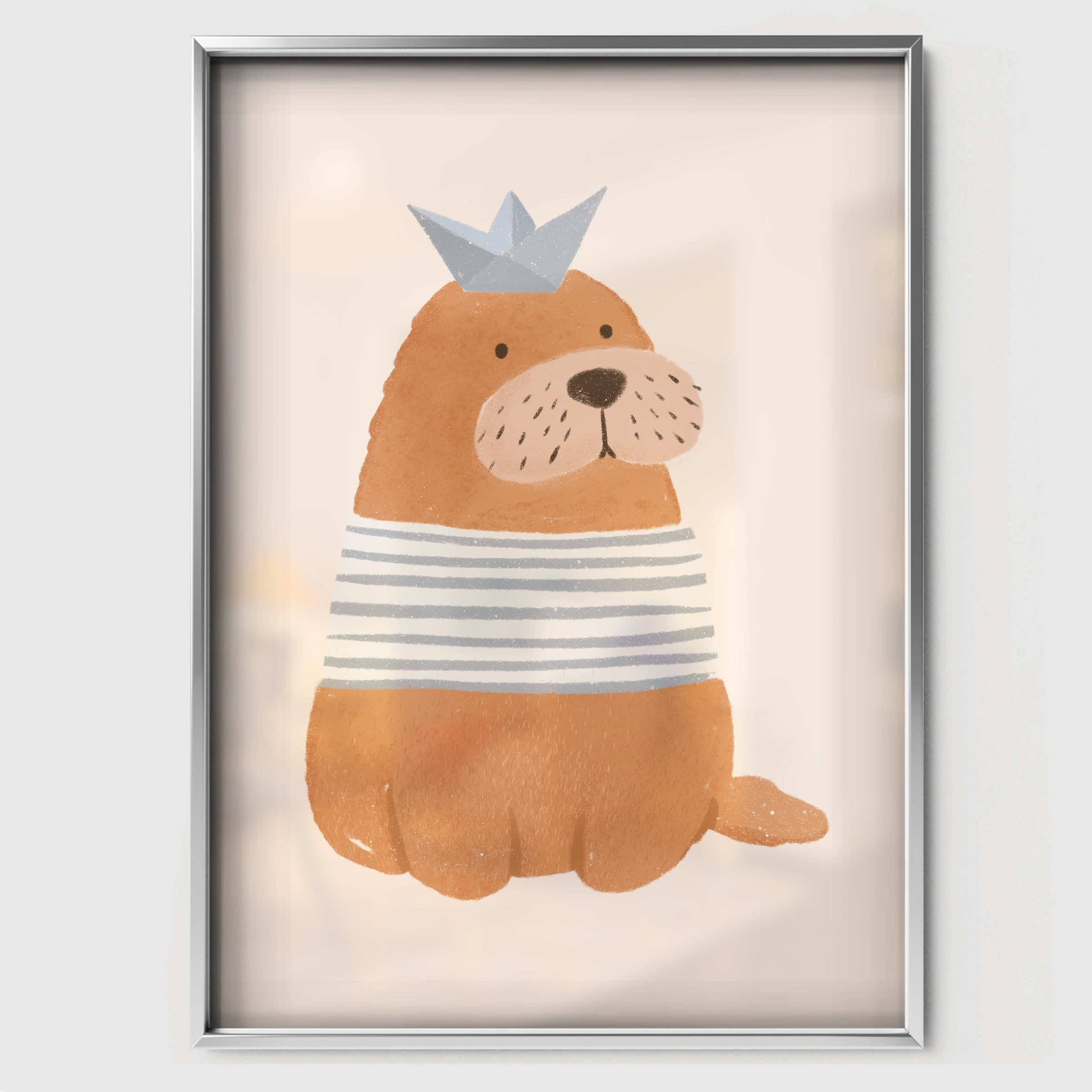 Cosy Lion Nursery Print - white framed nursery wall art print