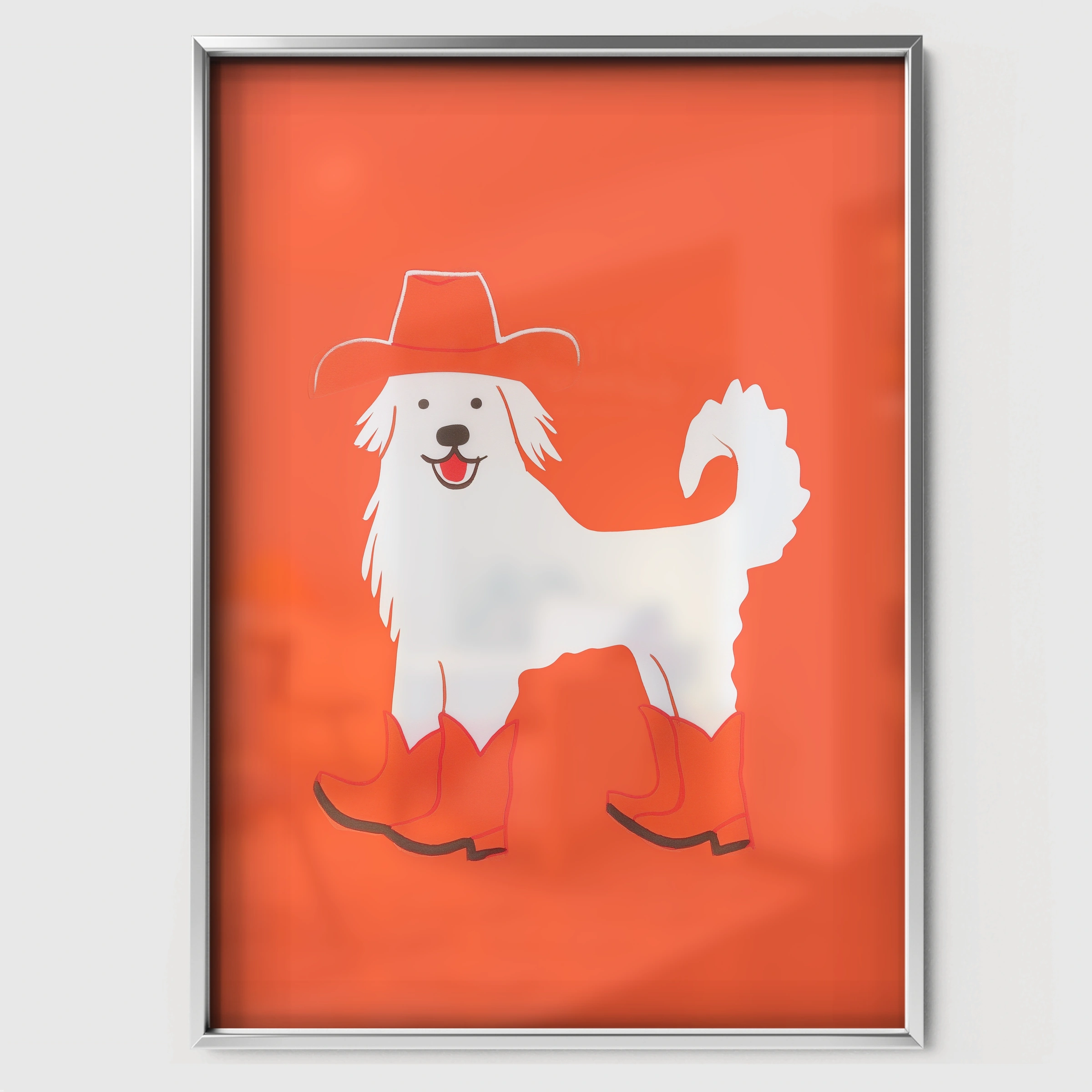 Cowboy Dog Nursery Print - white framed nursery wall art print