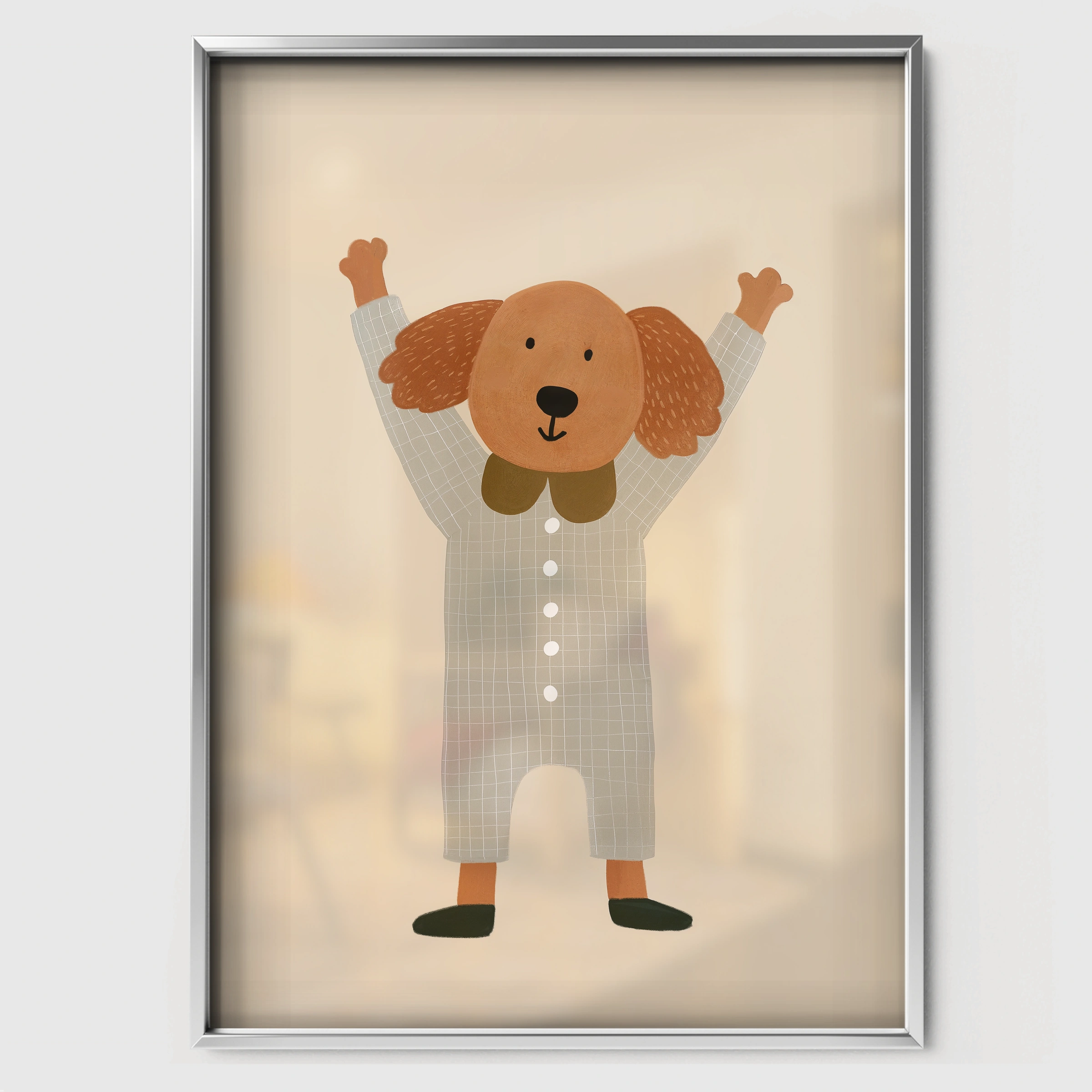 Cream Poodle Nursery Print - white framed nursery wall art print