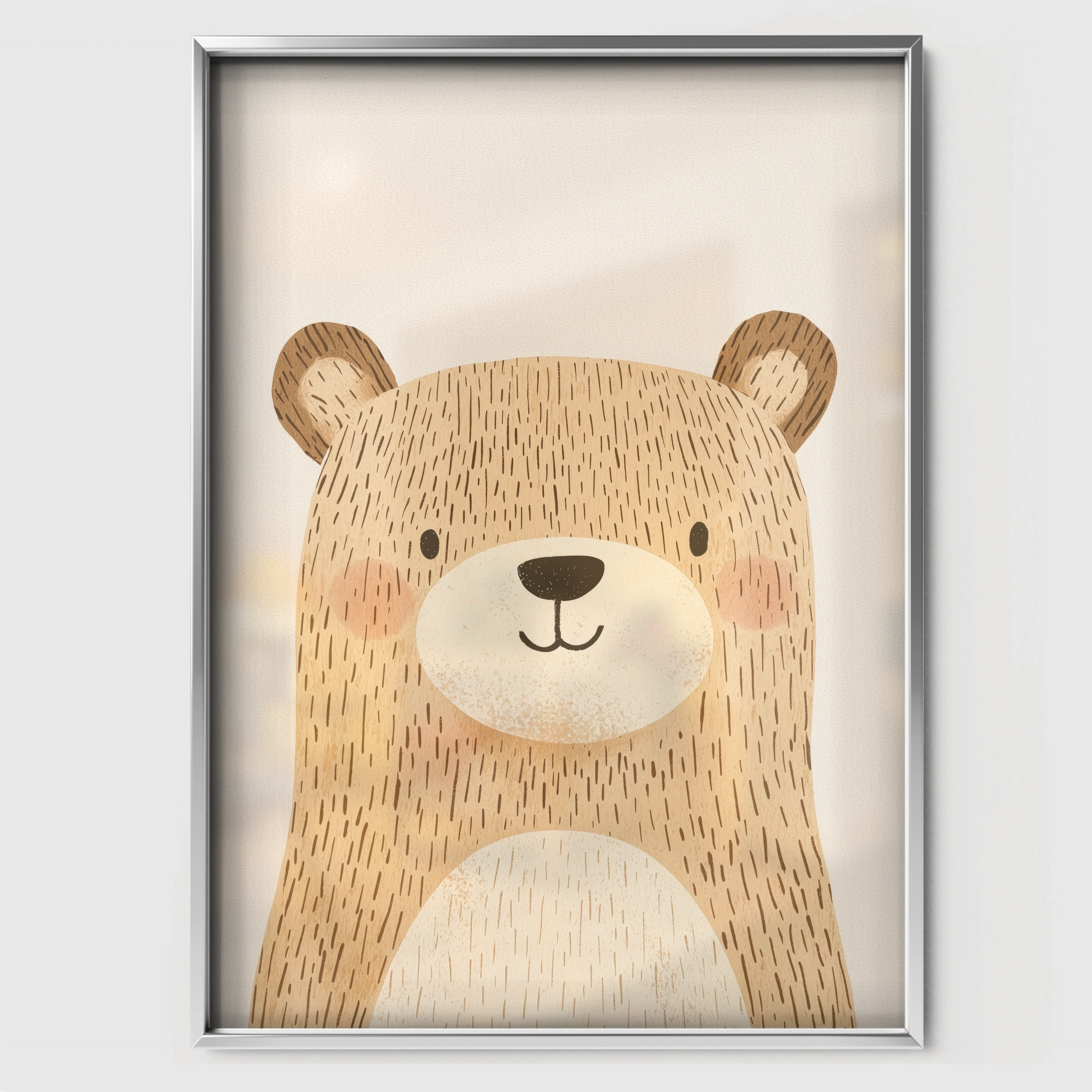 Cuddly Bear Nursery Print - white framed nursery wall art print