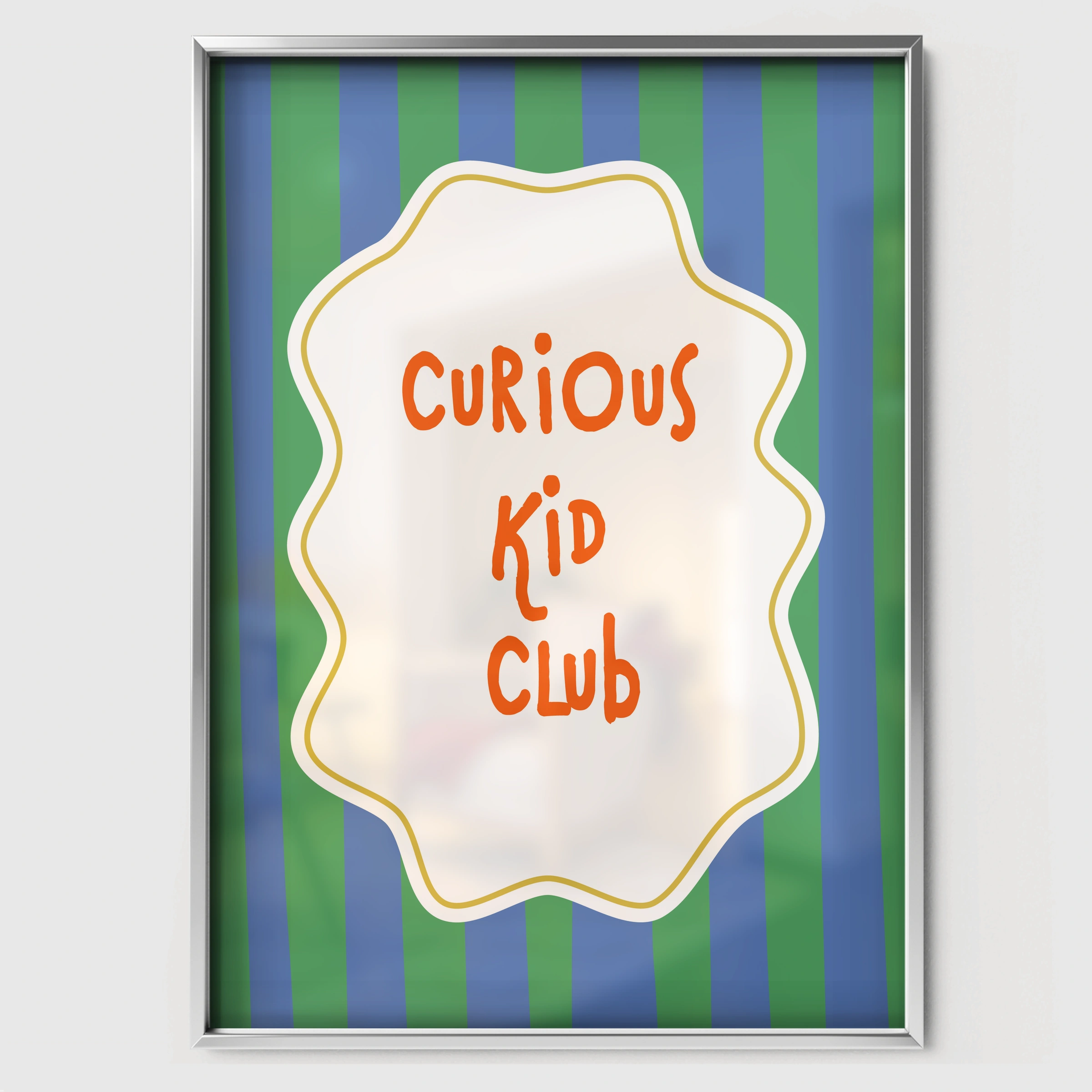 Curious Kid Club Nursery Print - white framed nursery wall art print