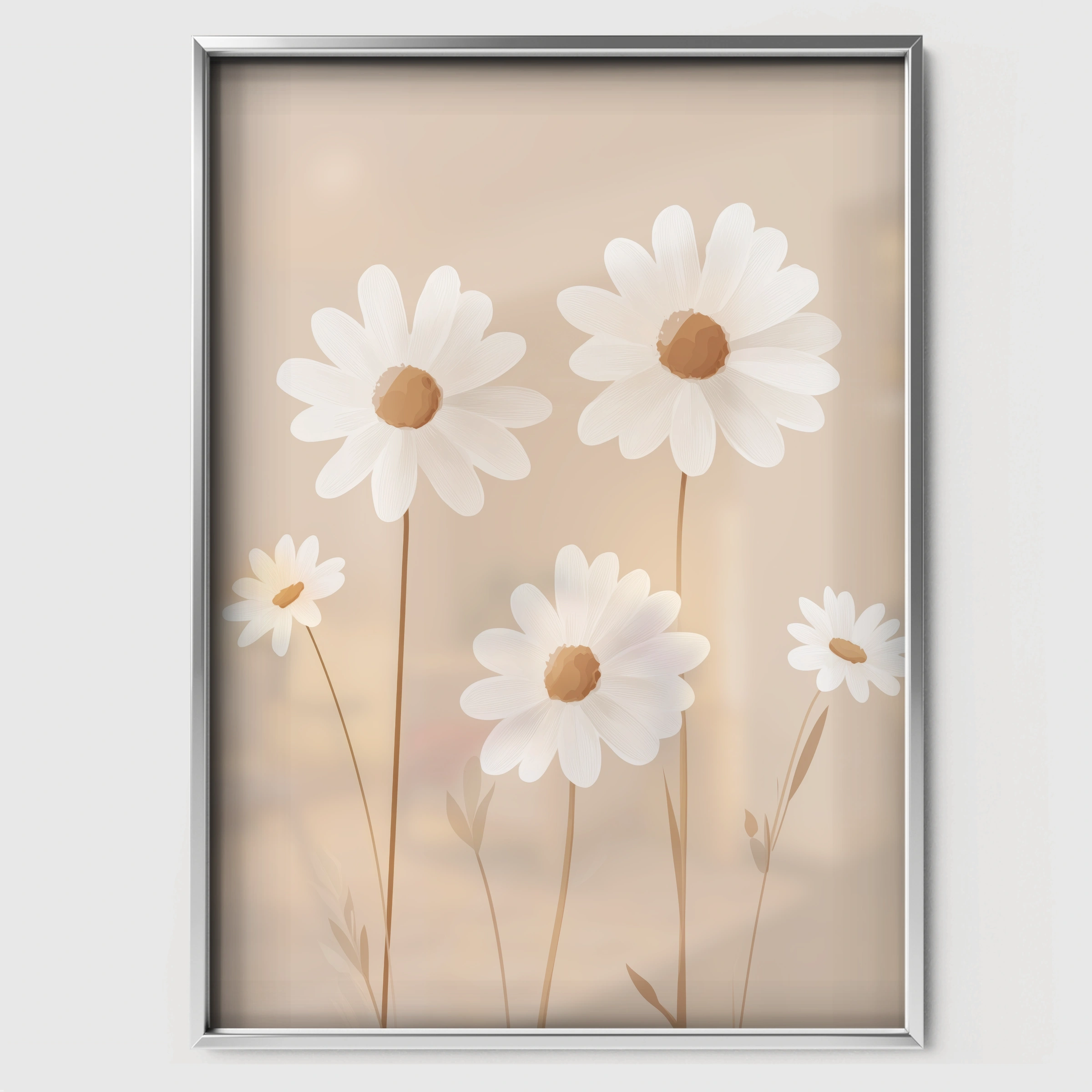Daisies Nursery Print - white framed nursery wall art print
