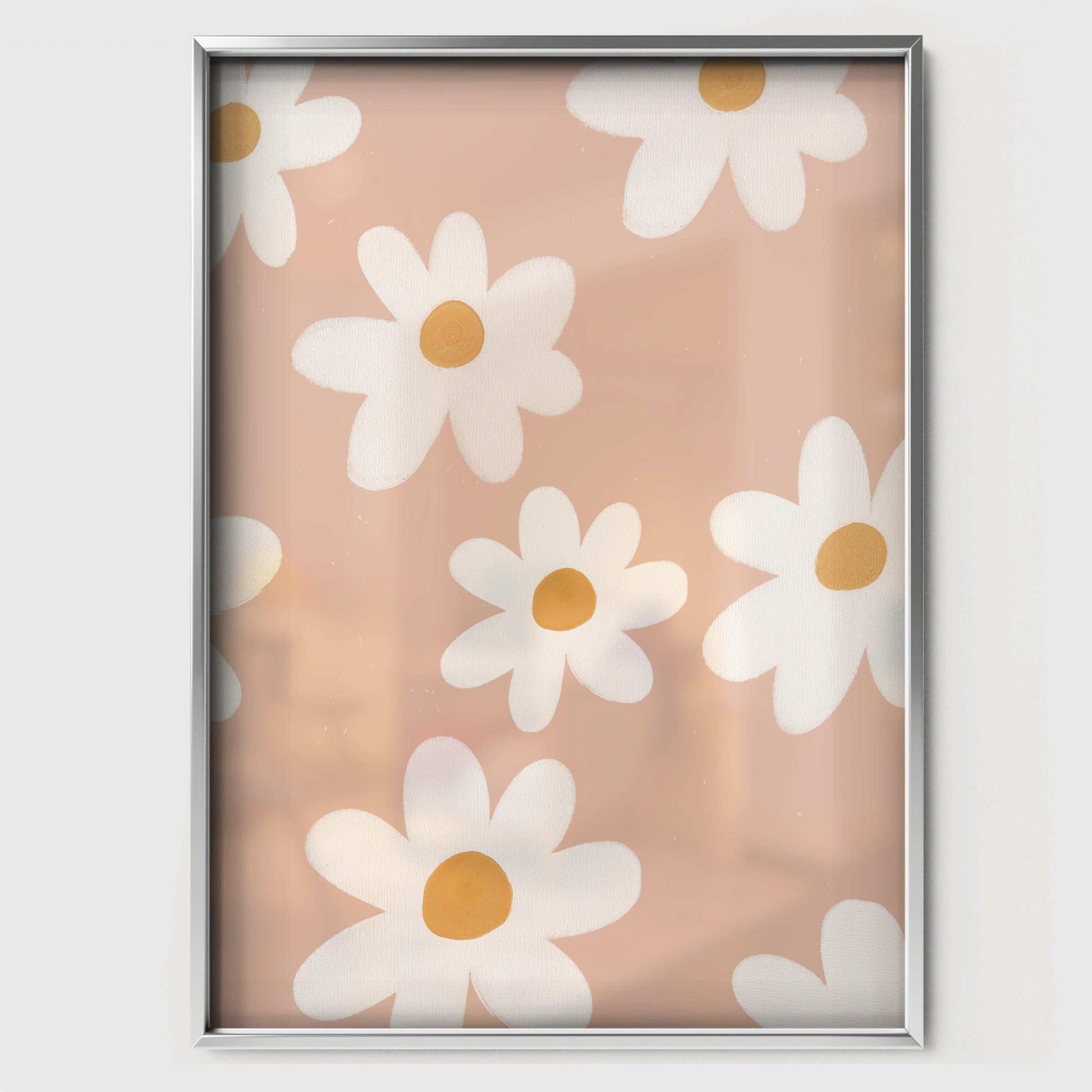 Daisy Field Nursery Print - white framed nursery wall art print