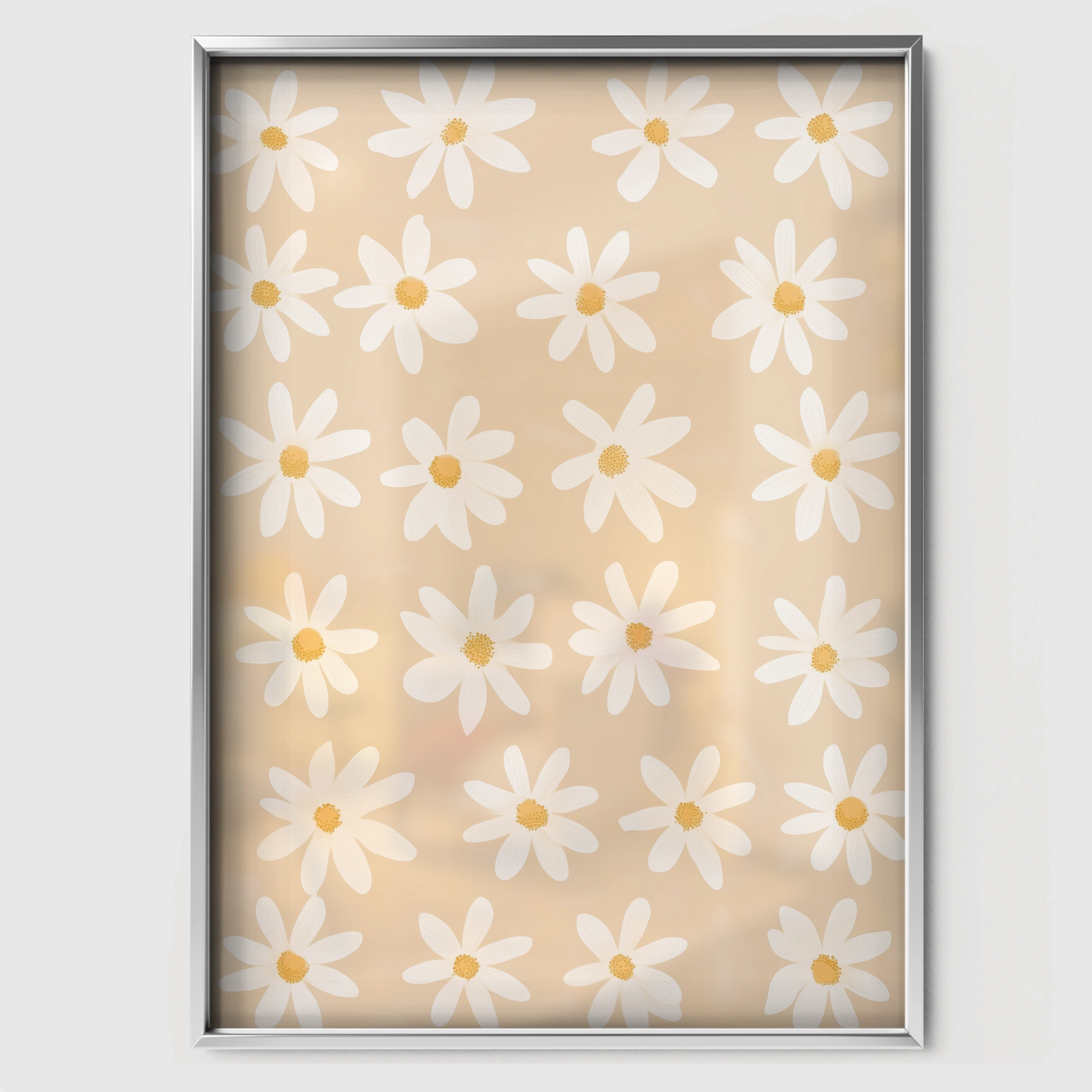 Daisy Pattern Nursery Print - white framed nursery wall art print
