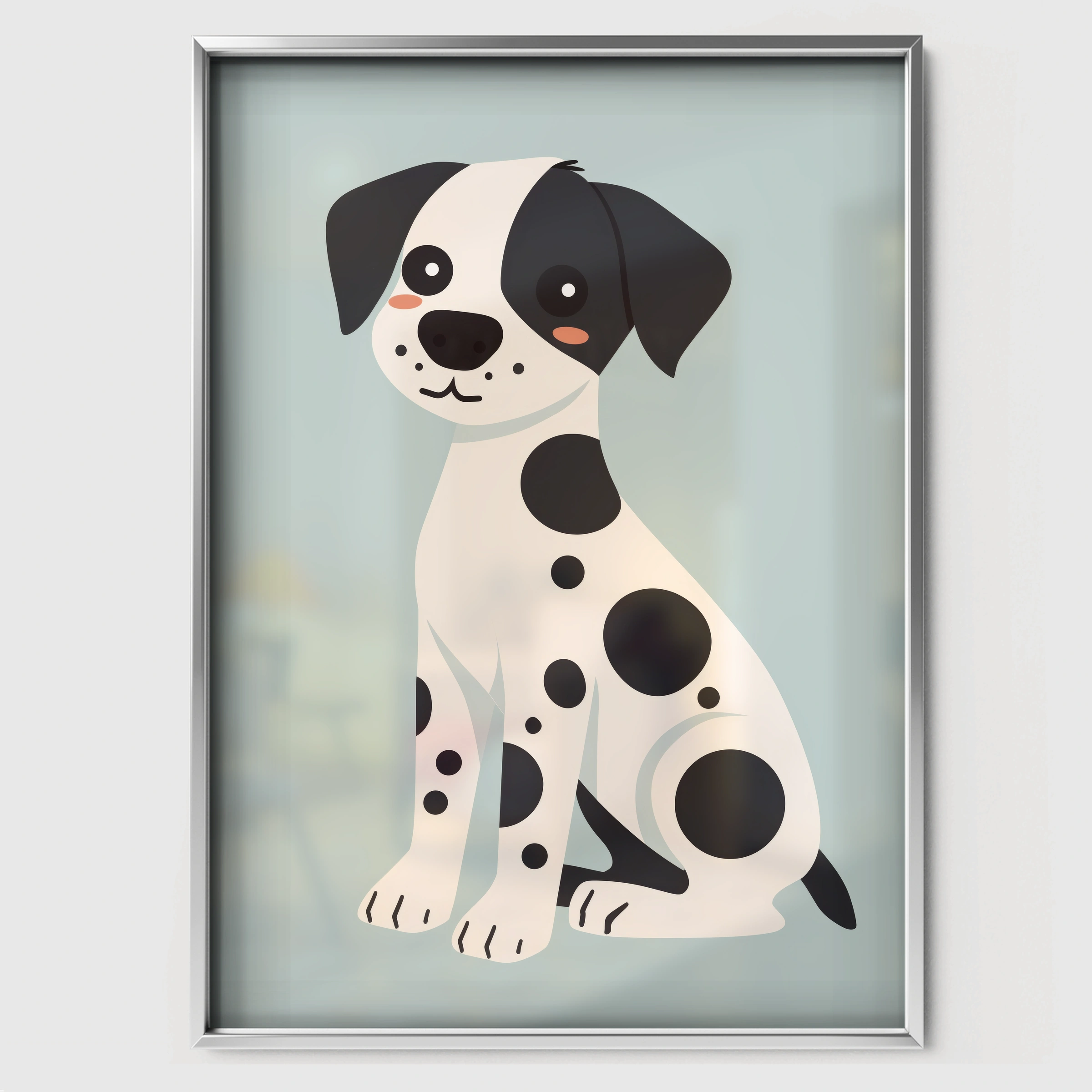 Dalmatian Dog Nursery Print - white framed nursery wall art print