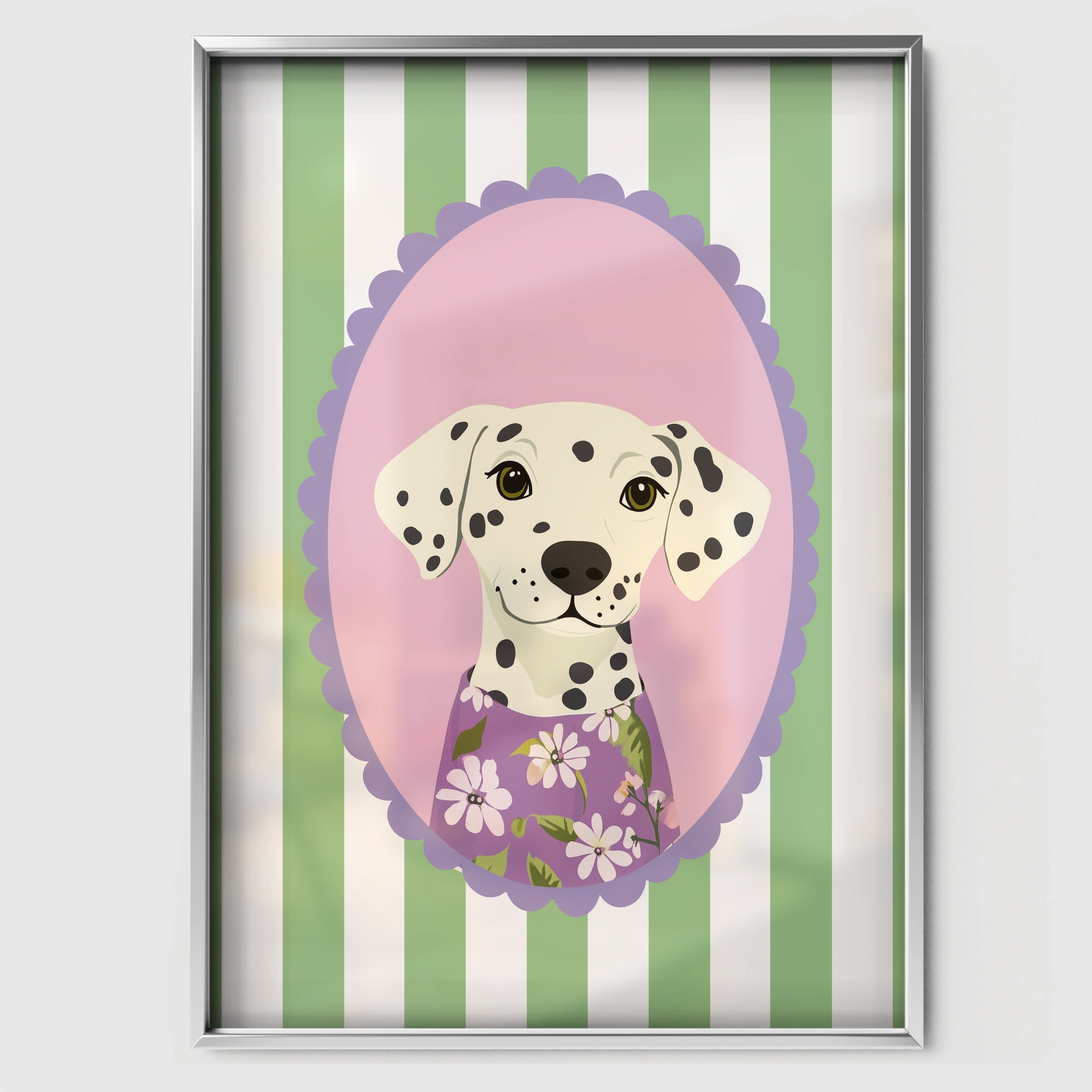 Dalmatian in a Dress Nursery Print - white framed nursery wall art print