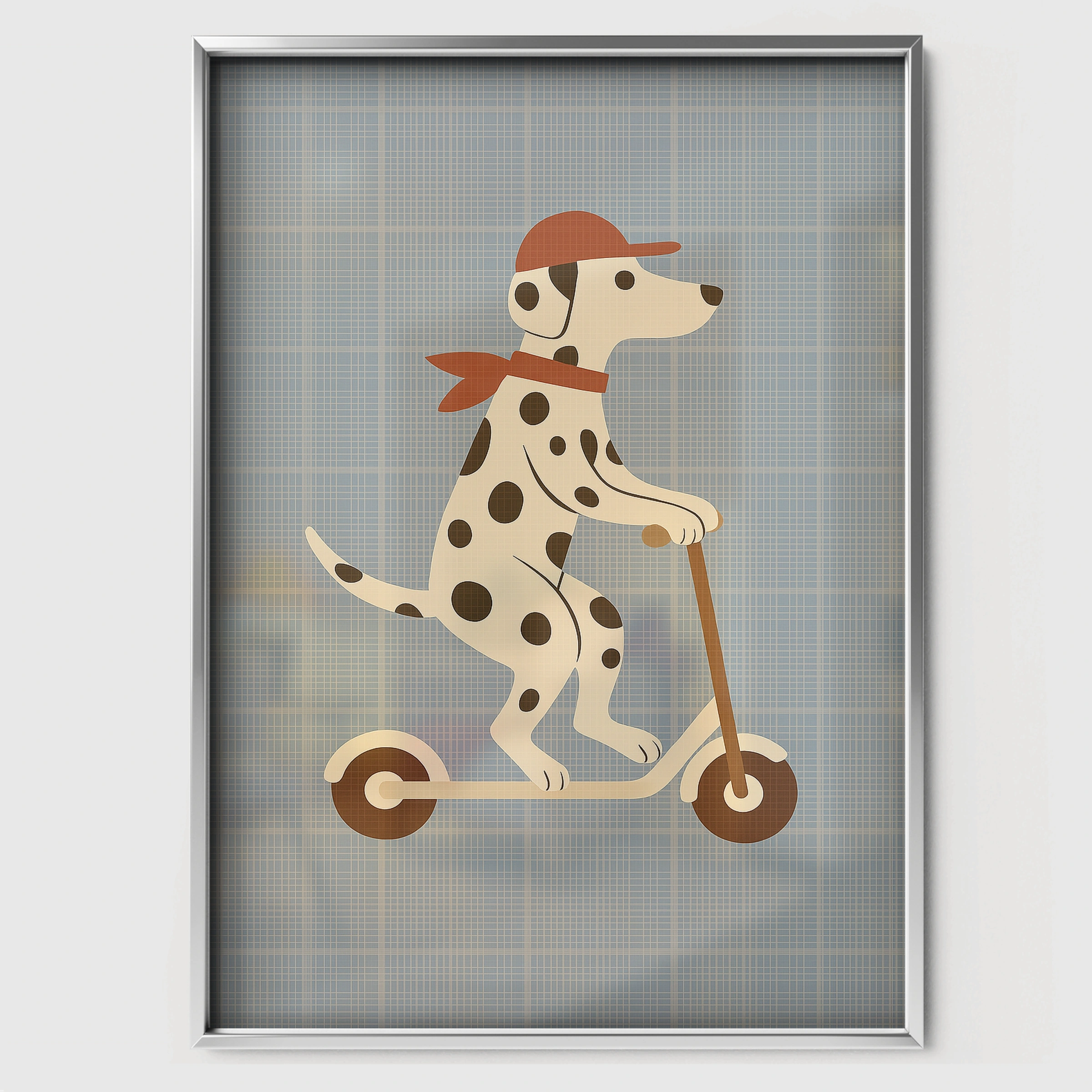 Dalmatian Scooter Ride Nursery Print - white framed nursery wall art print