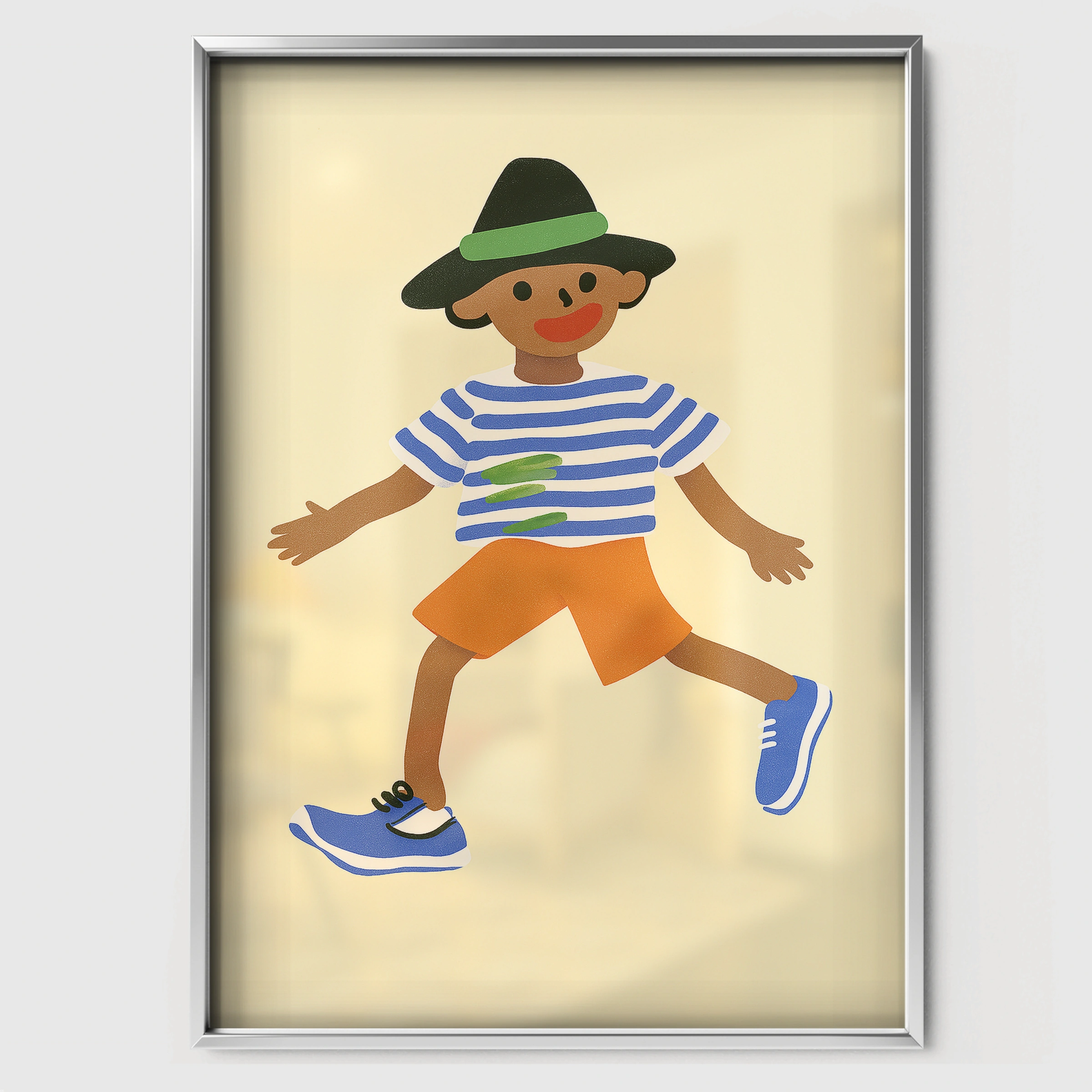Dancing Boy Nursery Print - white framed nursery wall art print