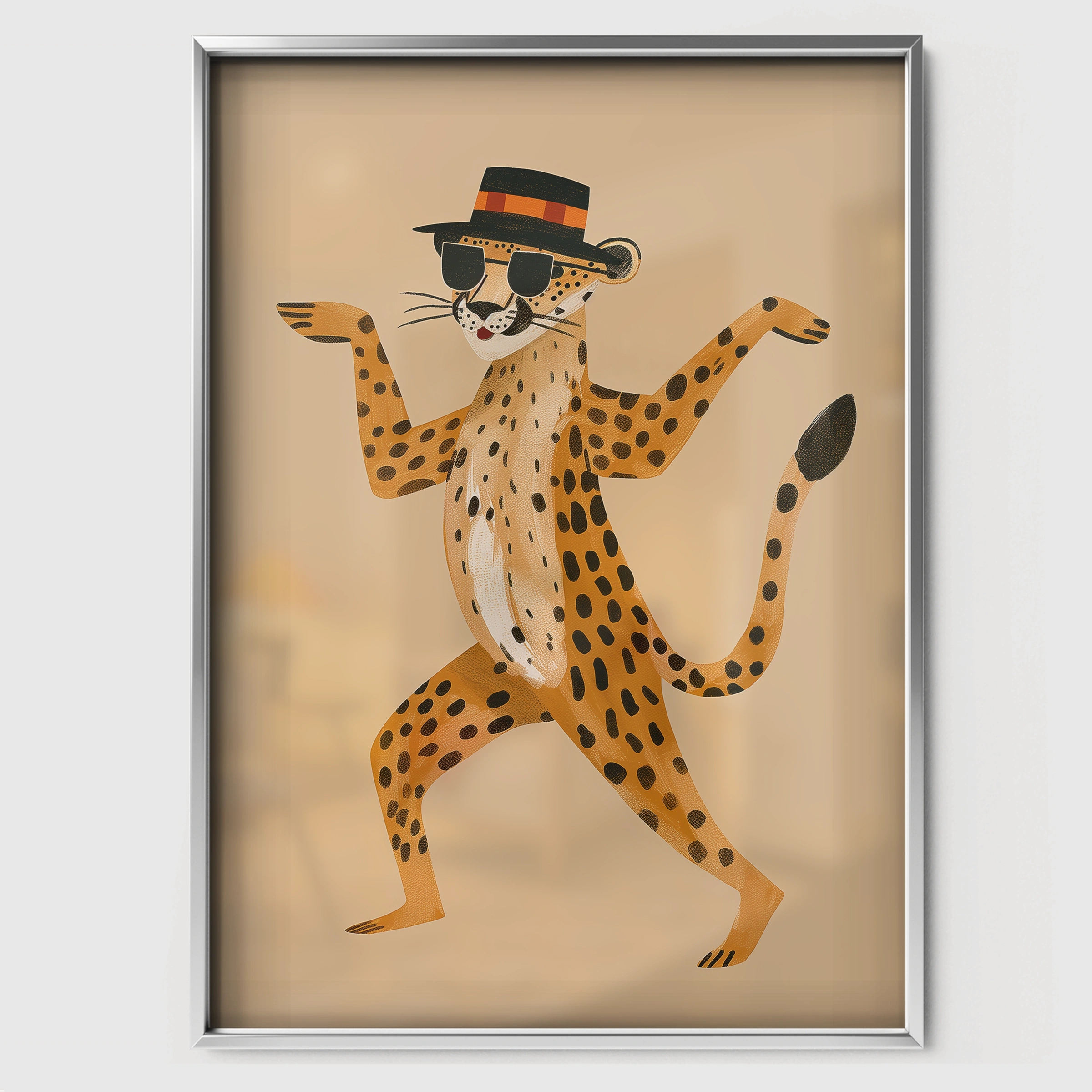 Dapper Cheetah Nursery Print - white framed nursery wall art print