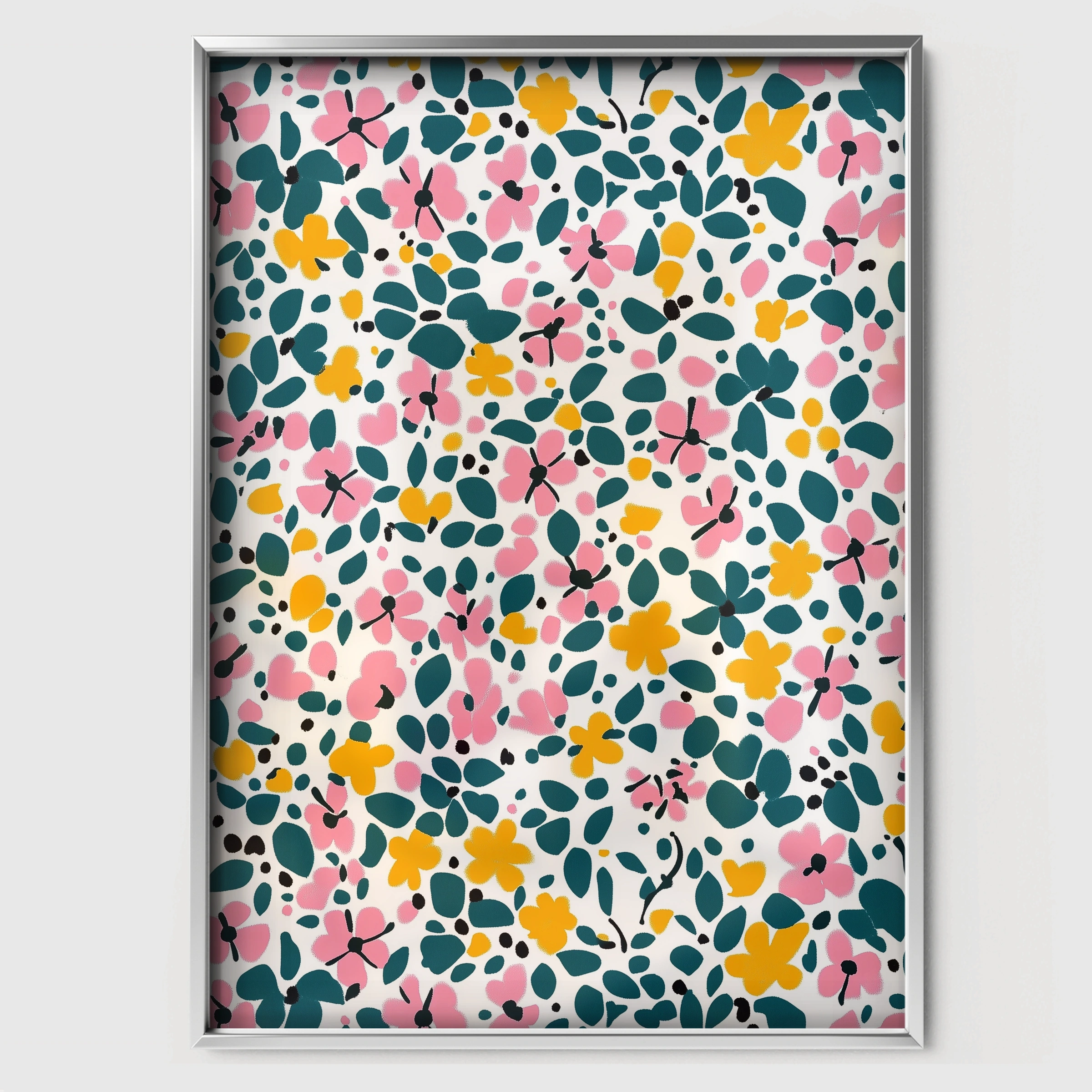 Dark Floral Nursery Print - white framed nursery wall art print