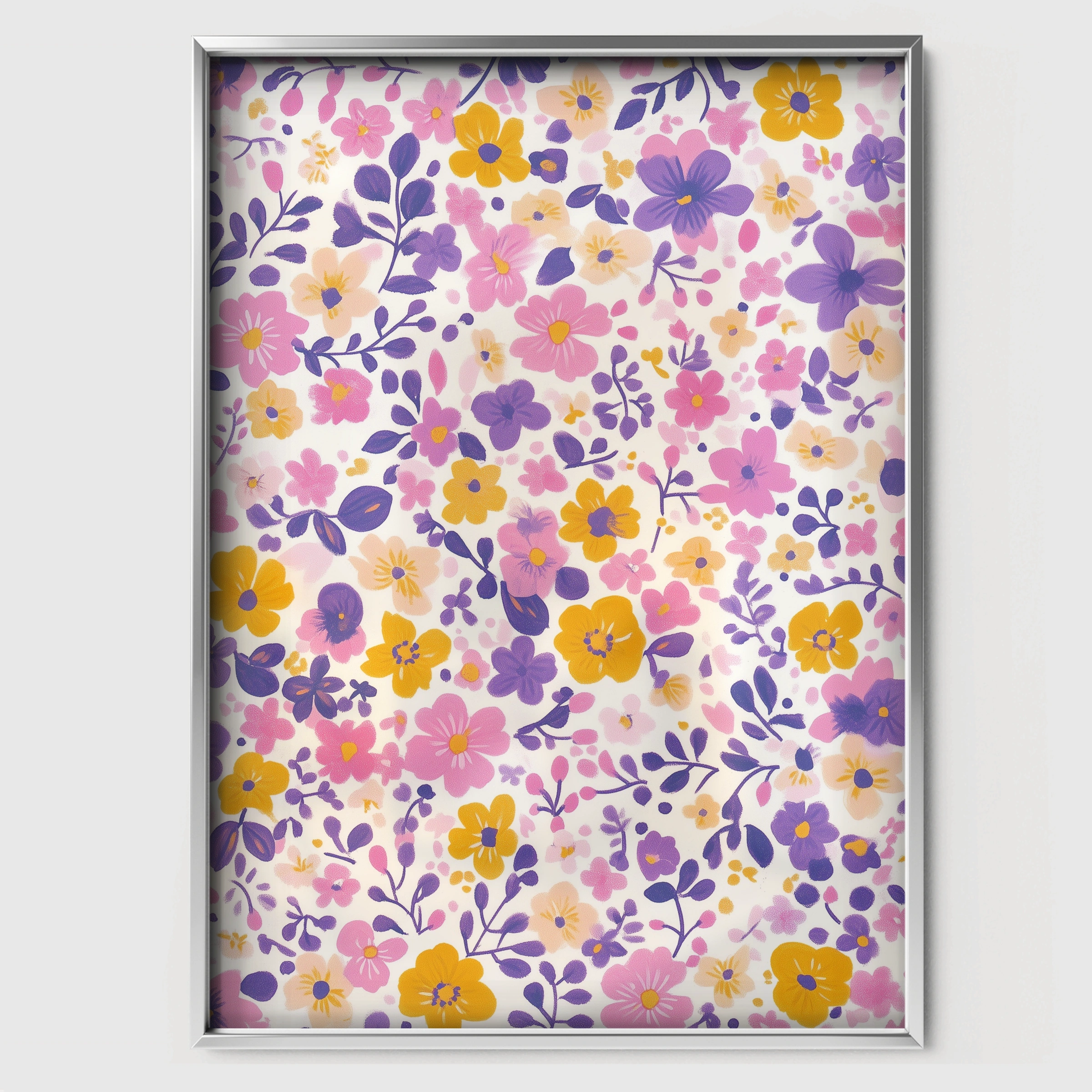 Ditsy Floral Nursery Print - white framed nursery wall art print