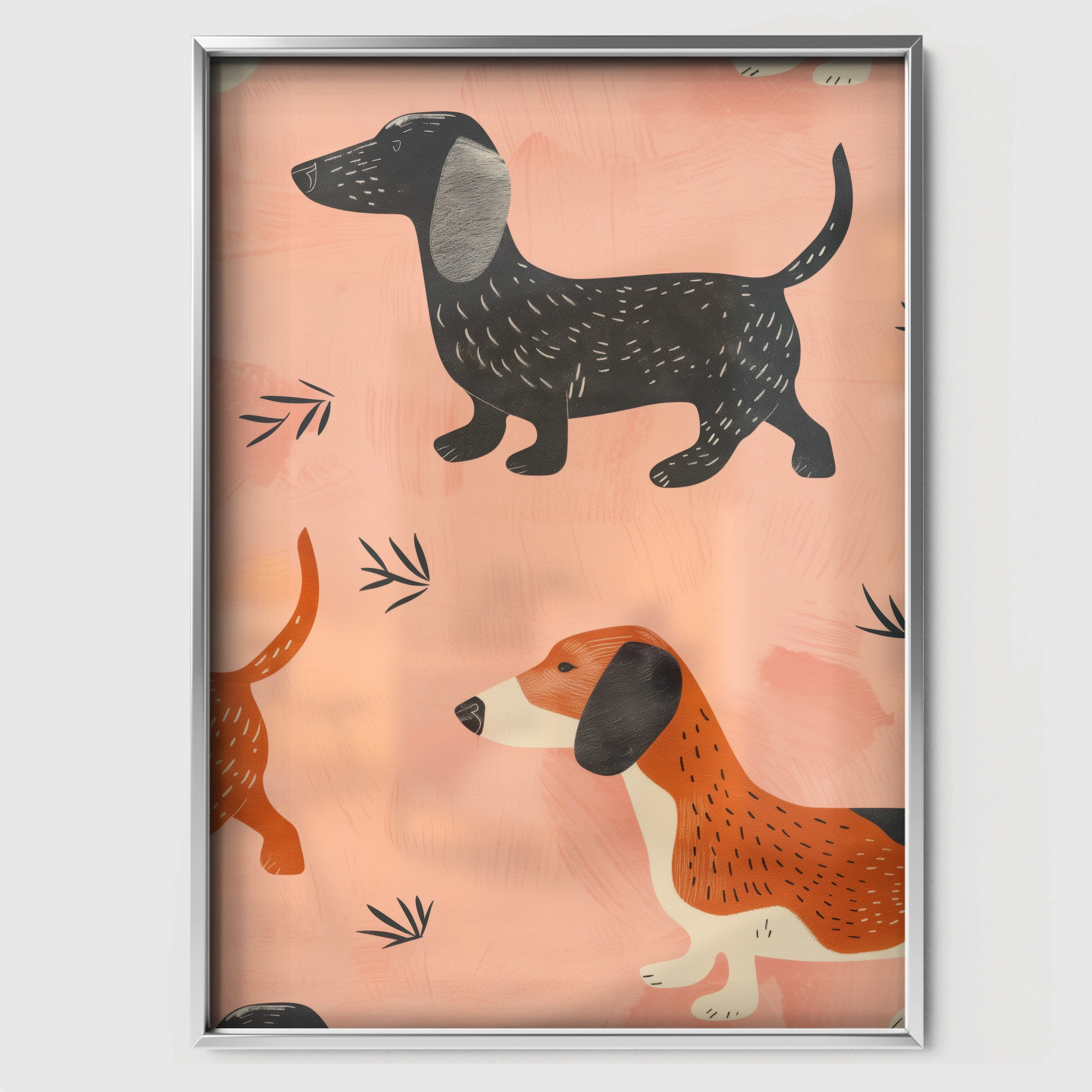 Dogs Pattern Nursery Print - white framed nursery wall art print