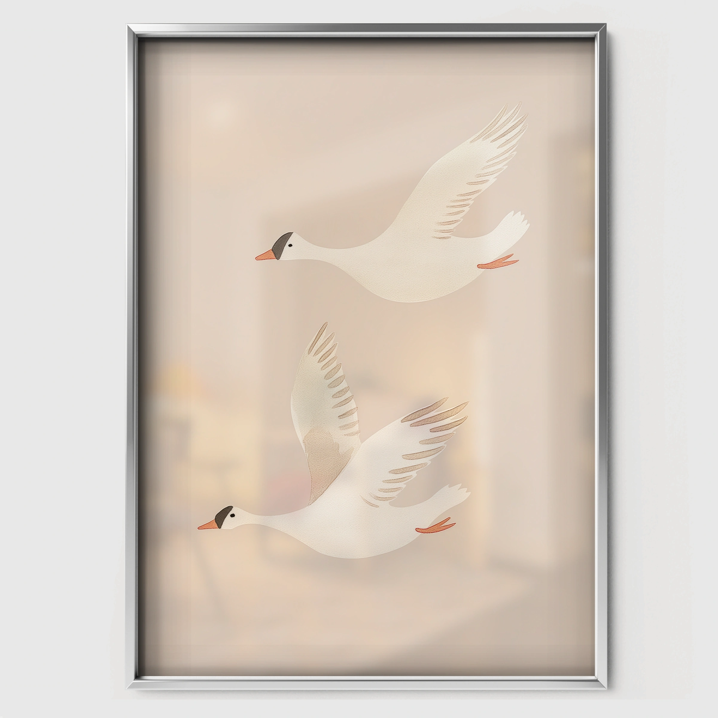 Dove in Flight Nursery Print - white framed nursery wall art print