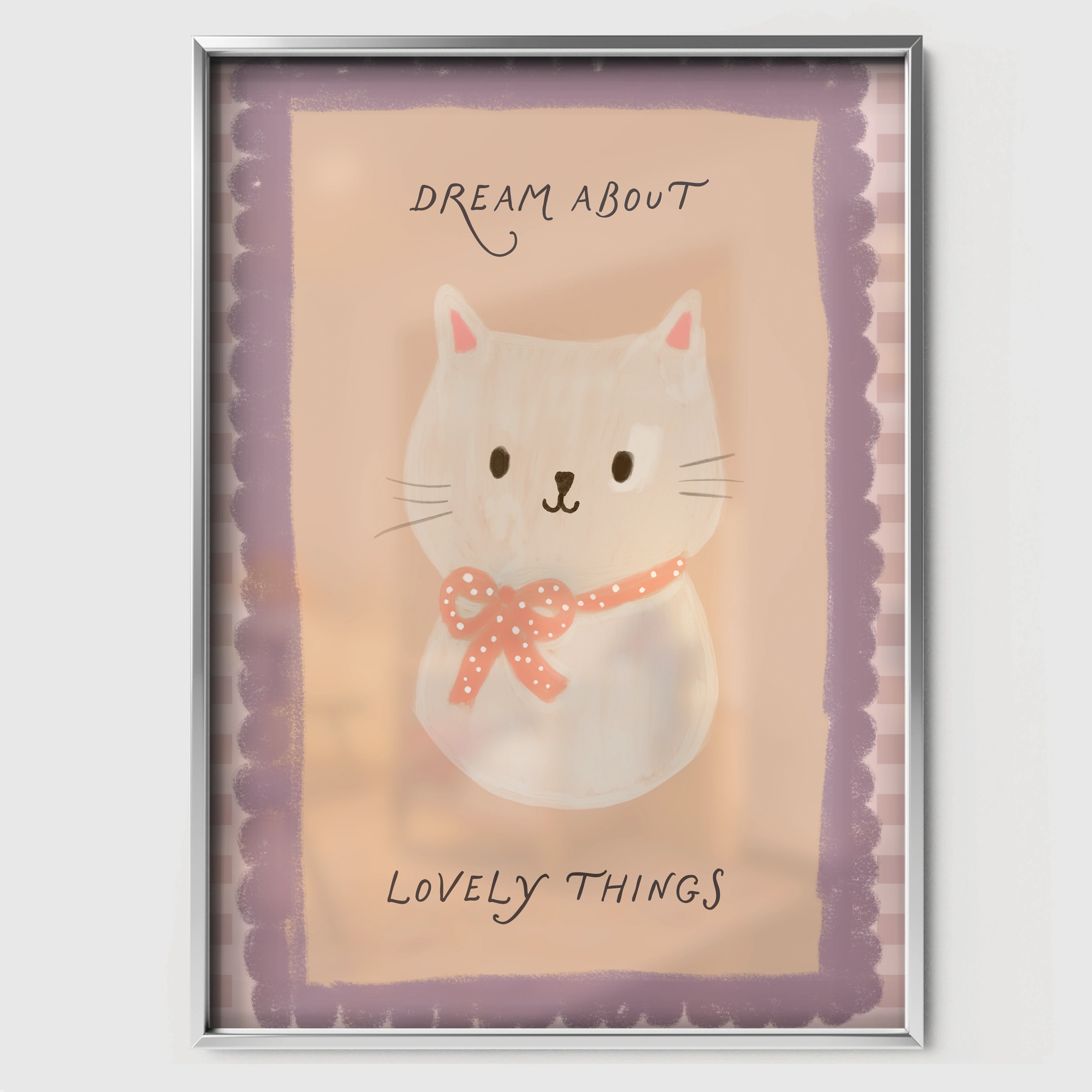 Dream About Lovely Things Bunny Nursery Print - white framed nursery wall art print