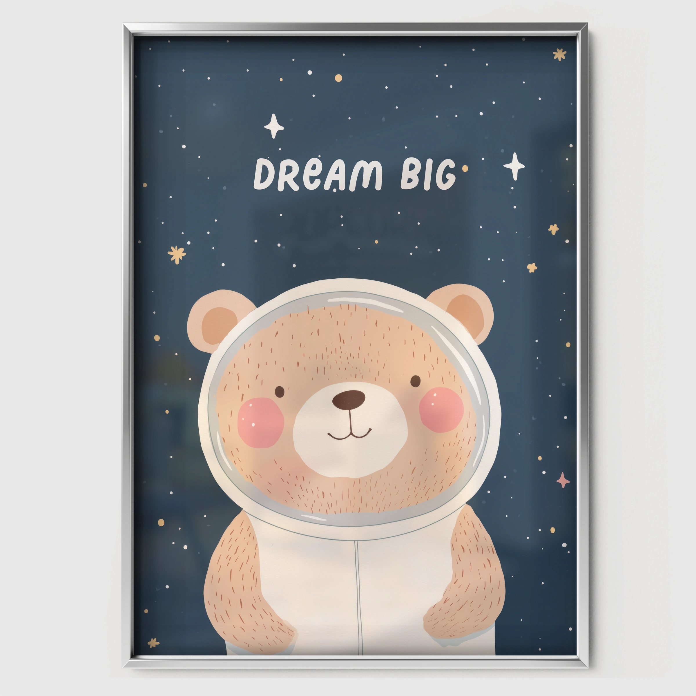 Dream Big Bear Nursery Print - white framed nursery wall art print