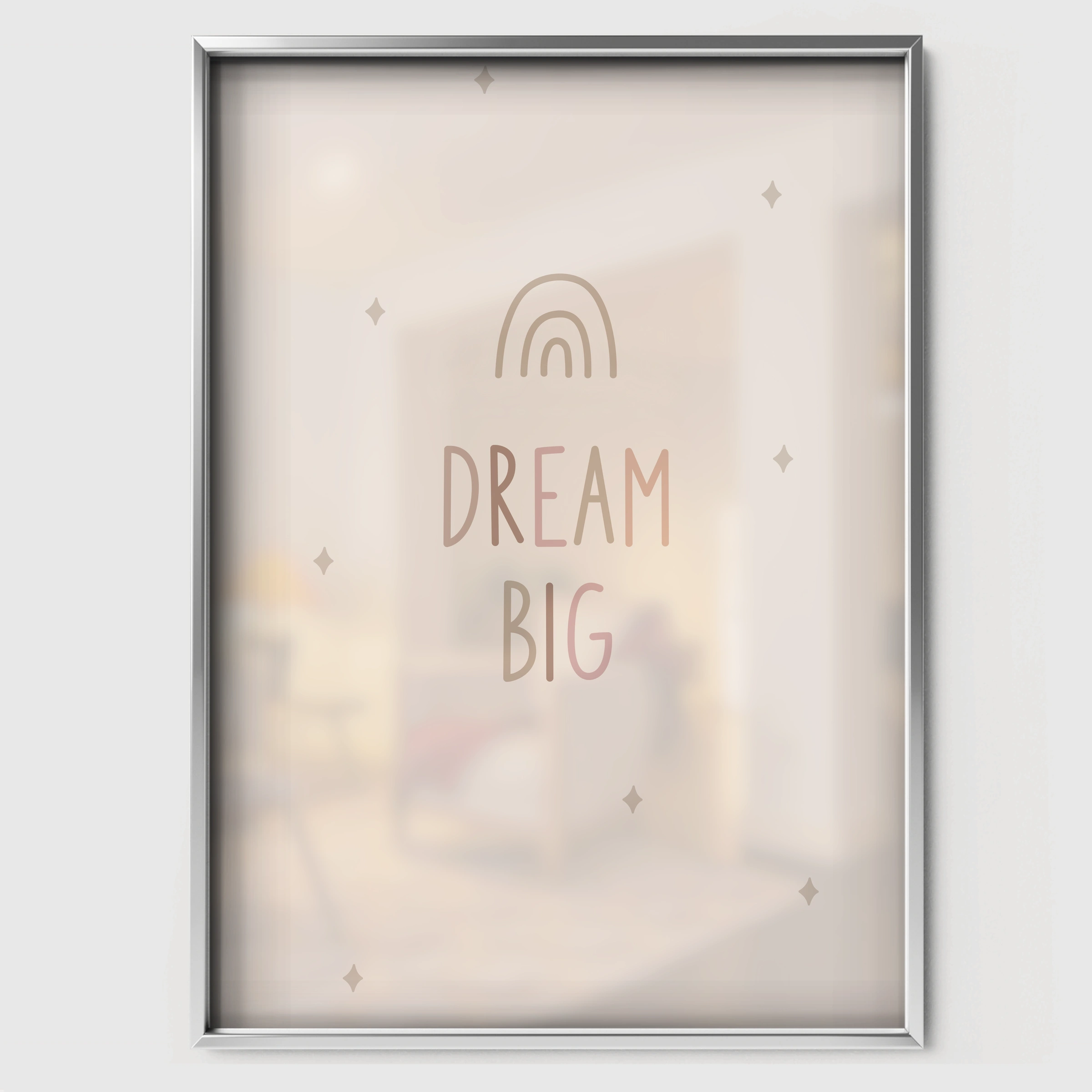 Dream Big Rainbow Nursery Print - white framed nursery wall art print