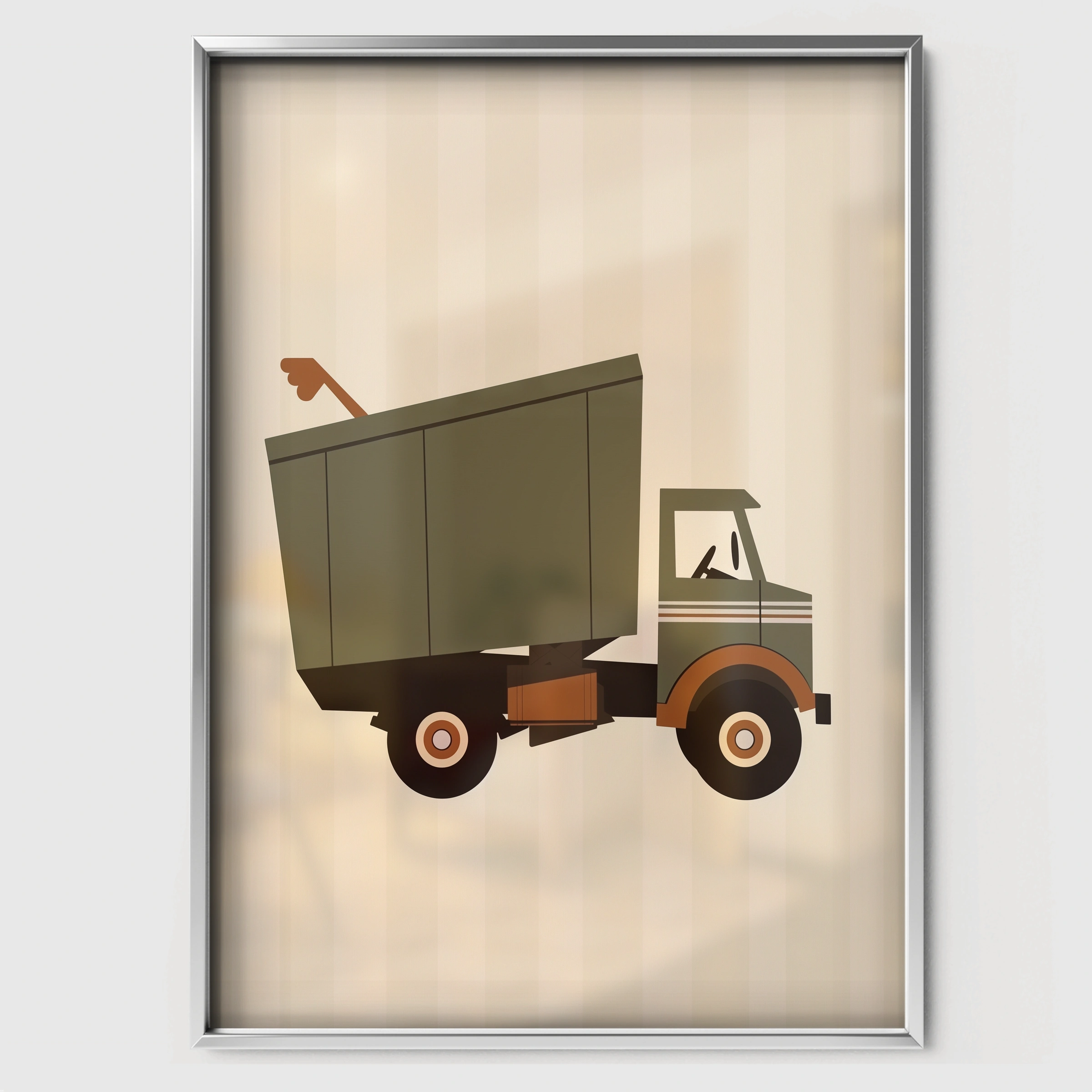 Dump Truck Nursery Print - white framed nursery wall art print