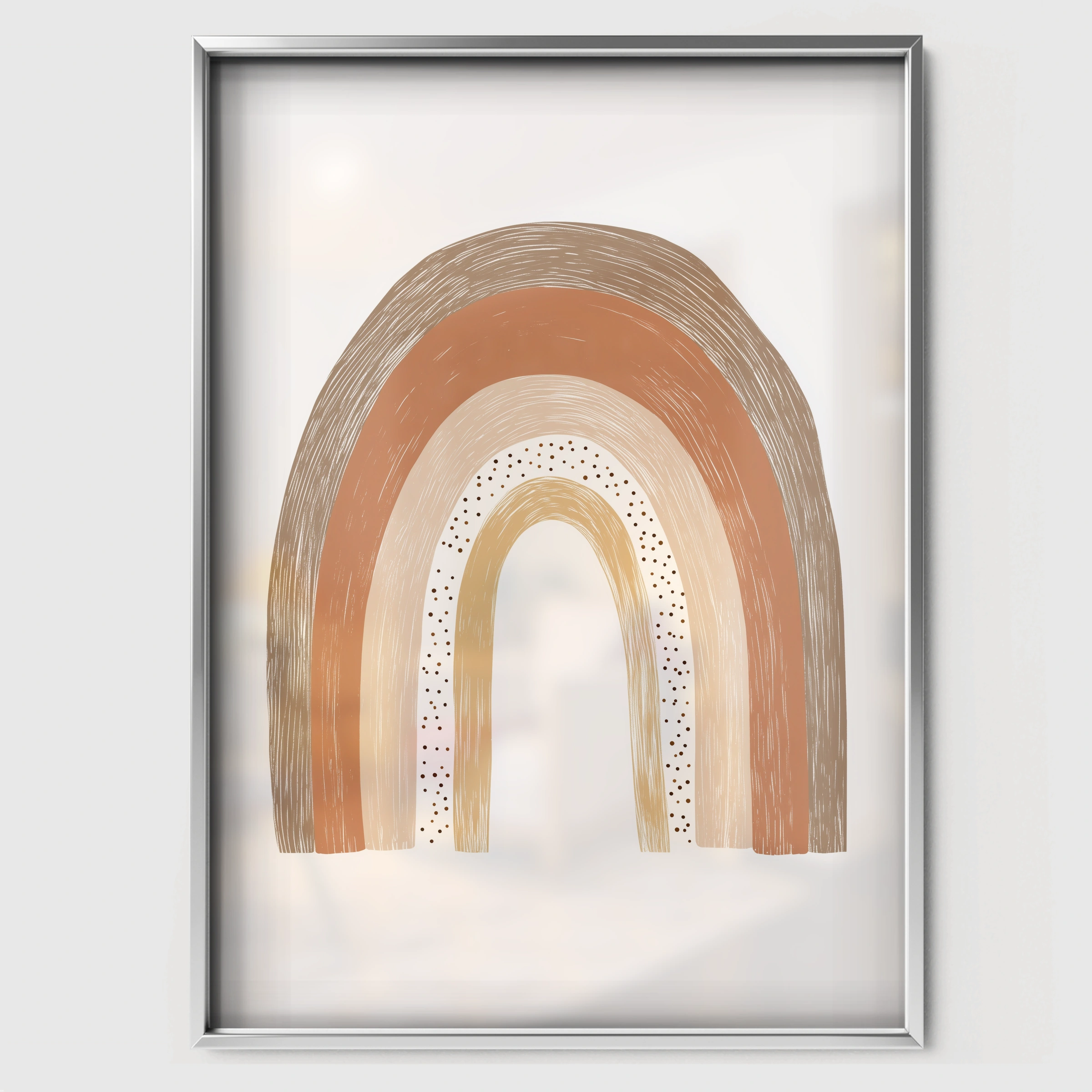 Earthy Rainbow Nursery Print - white framed nursery wall art print