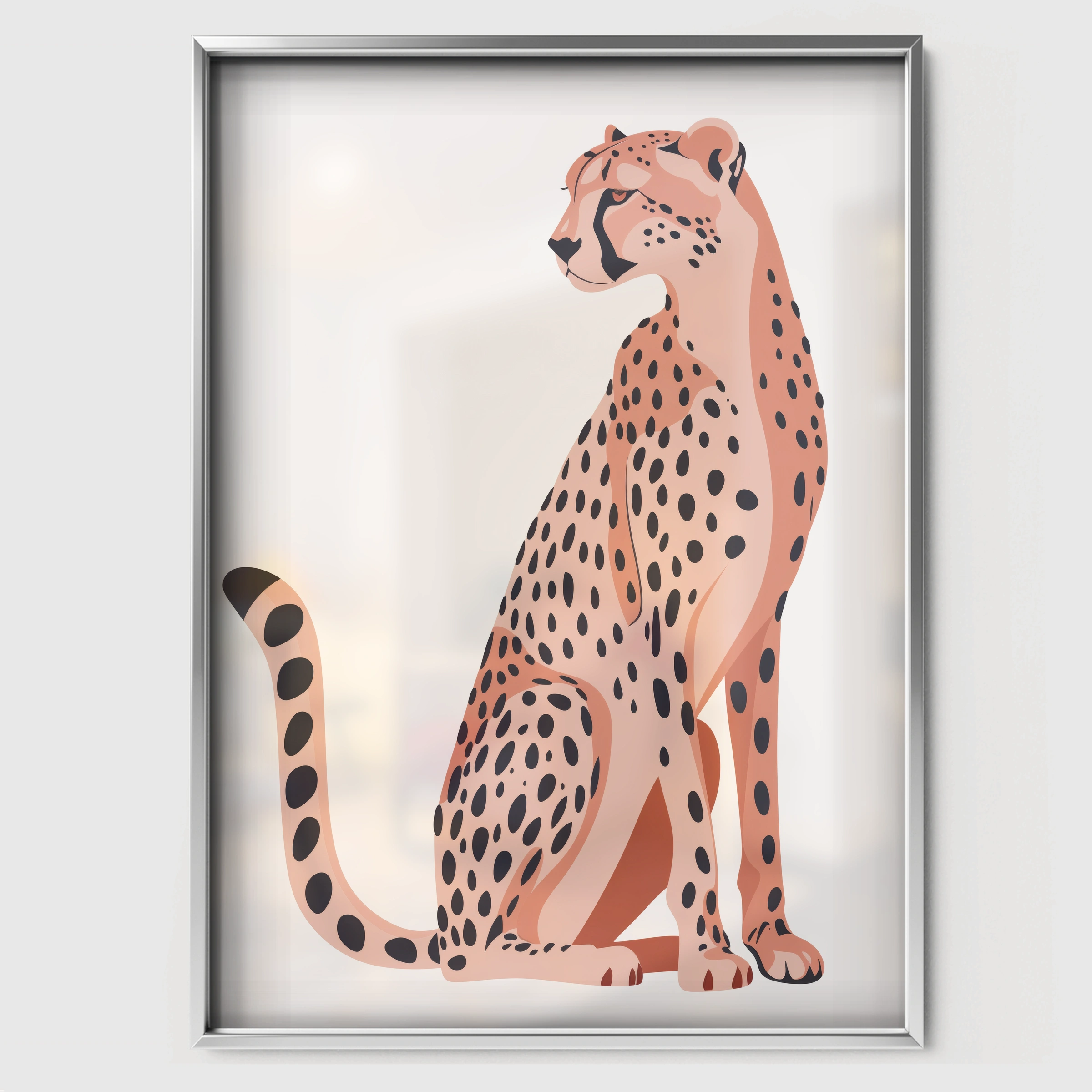 Elegant Cheetah Nursery Print - white framed nursery wall art print