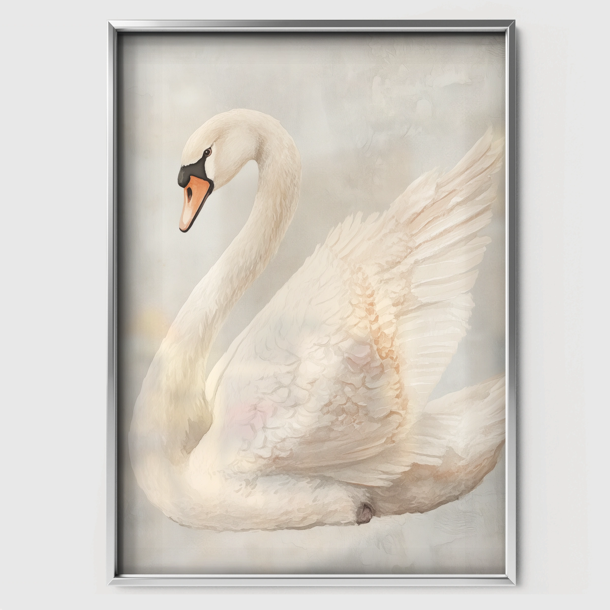 Elegant Swan Nursery Print - white framed nursery wall art print