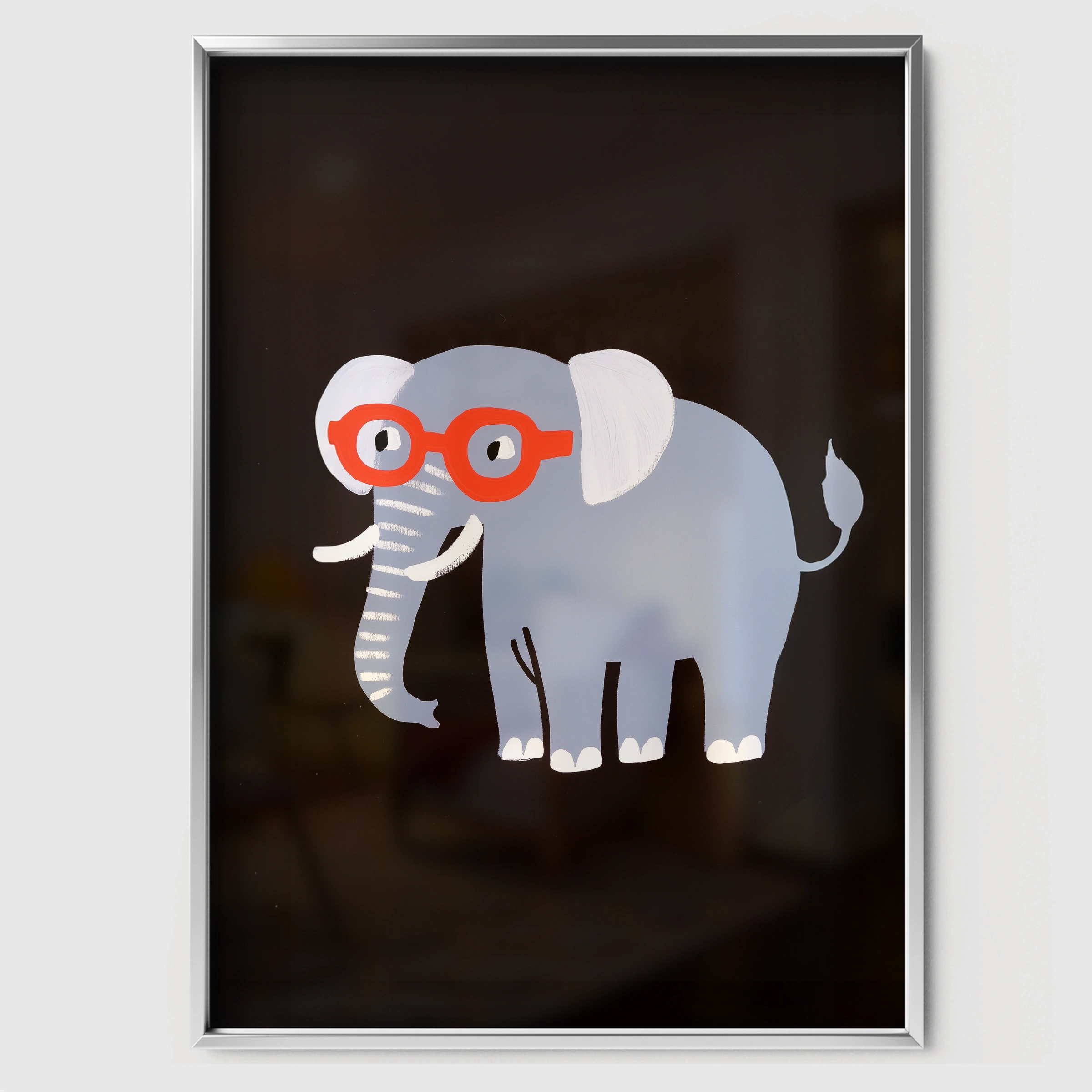 Elephant in Glasses Nursery Print - white framed nursery wall art print