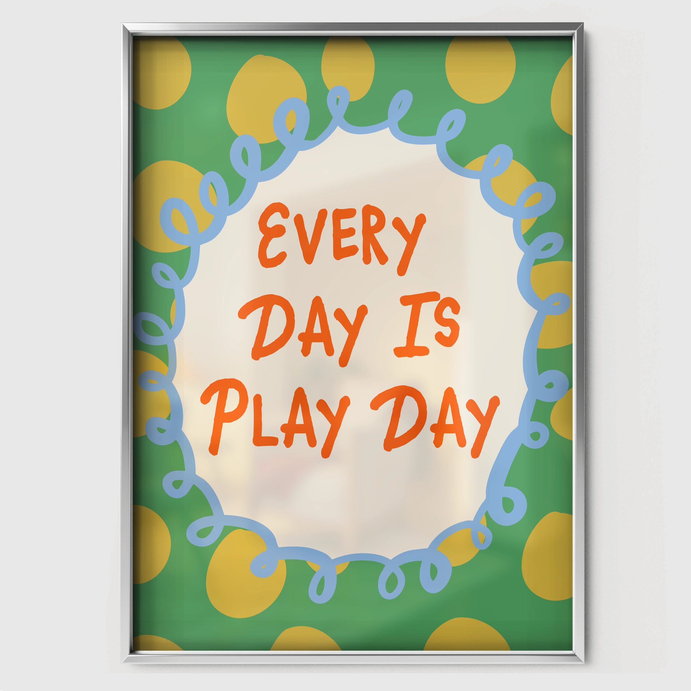 Every Day Is Play Day Nursery Print - white framed nursery wall art print