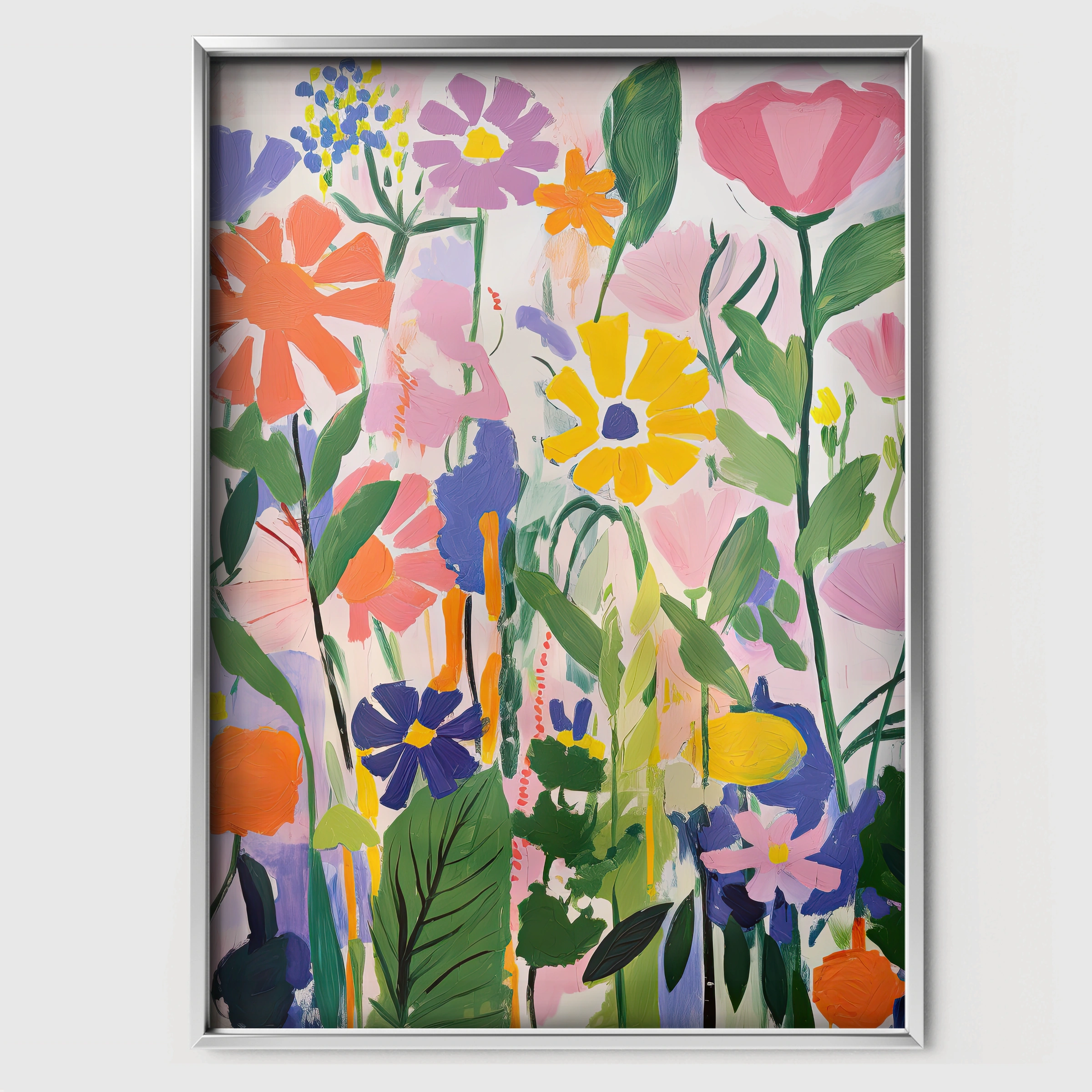 Field of Flowers Nursery Print - white framed nursery wall art print