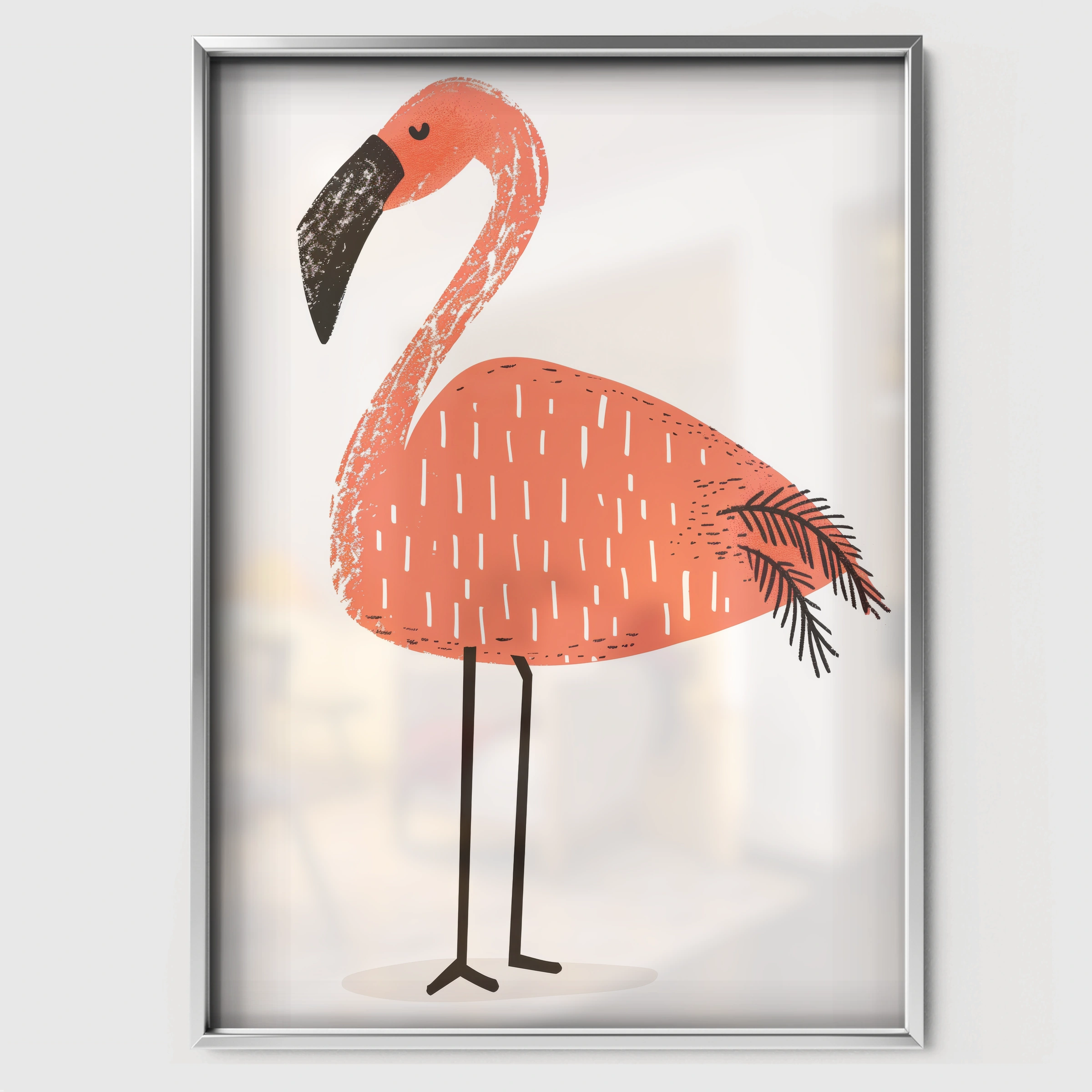 Flamingo Nursery Print - white framed nursery wall art print