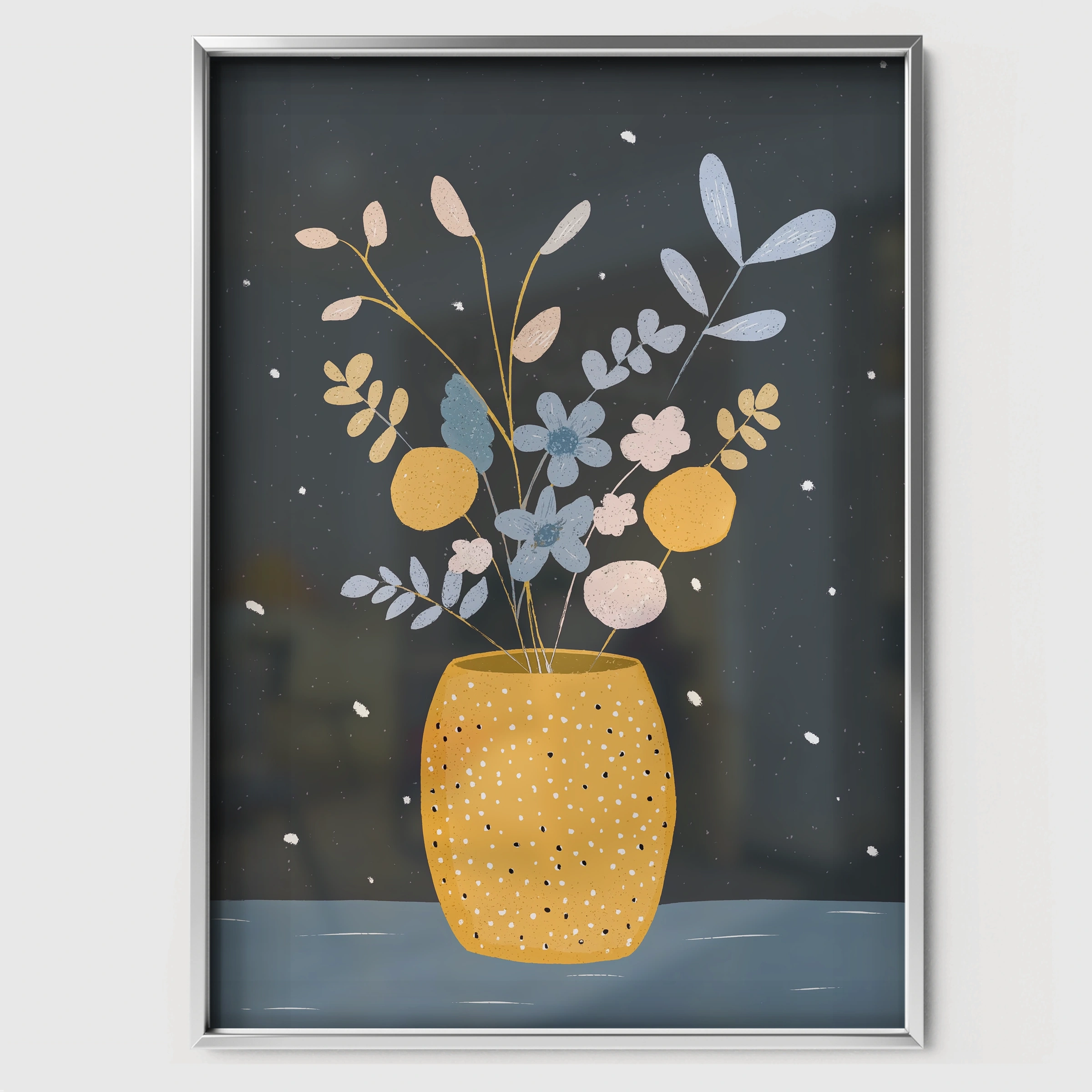 Flowers in a Vase Nursery Print - white framed nursery wall art print