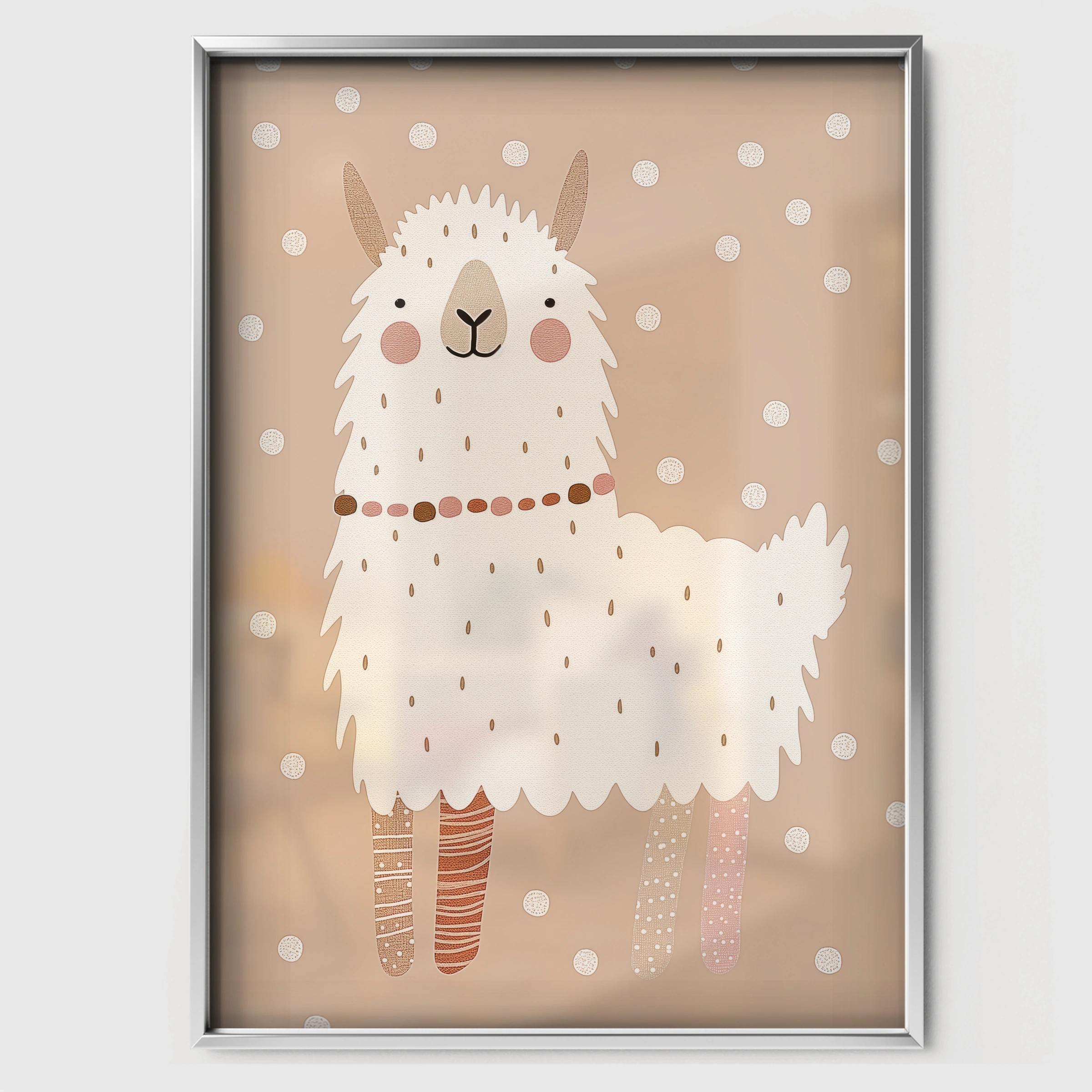 Fluffy Llama Nursery Print - white framed nursery wall art print