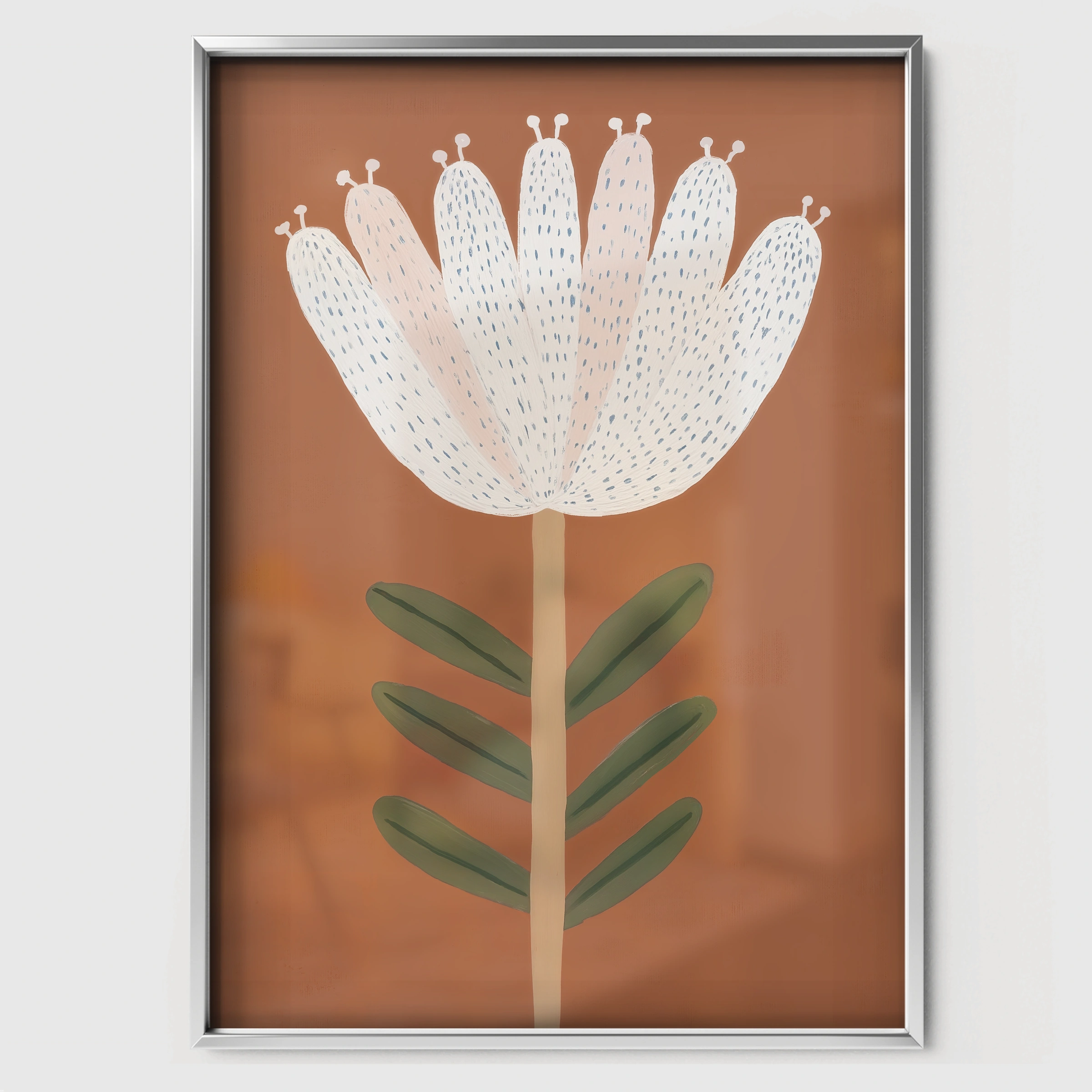 Folk Flower Nursery Print - white framed nursery wall art print