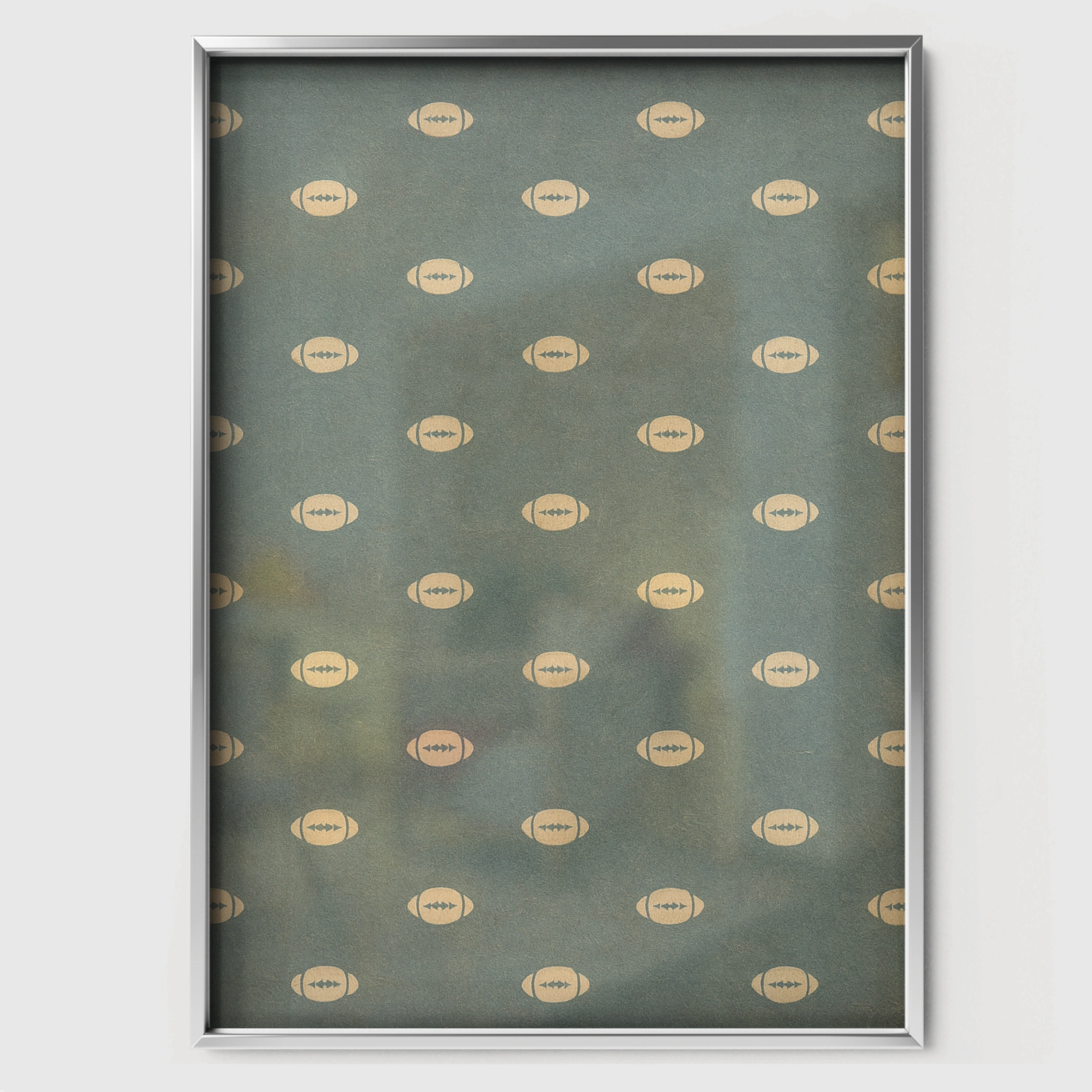 Footballs Pattern Two Nursery Print - white framed nursery wall art print