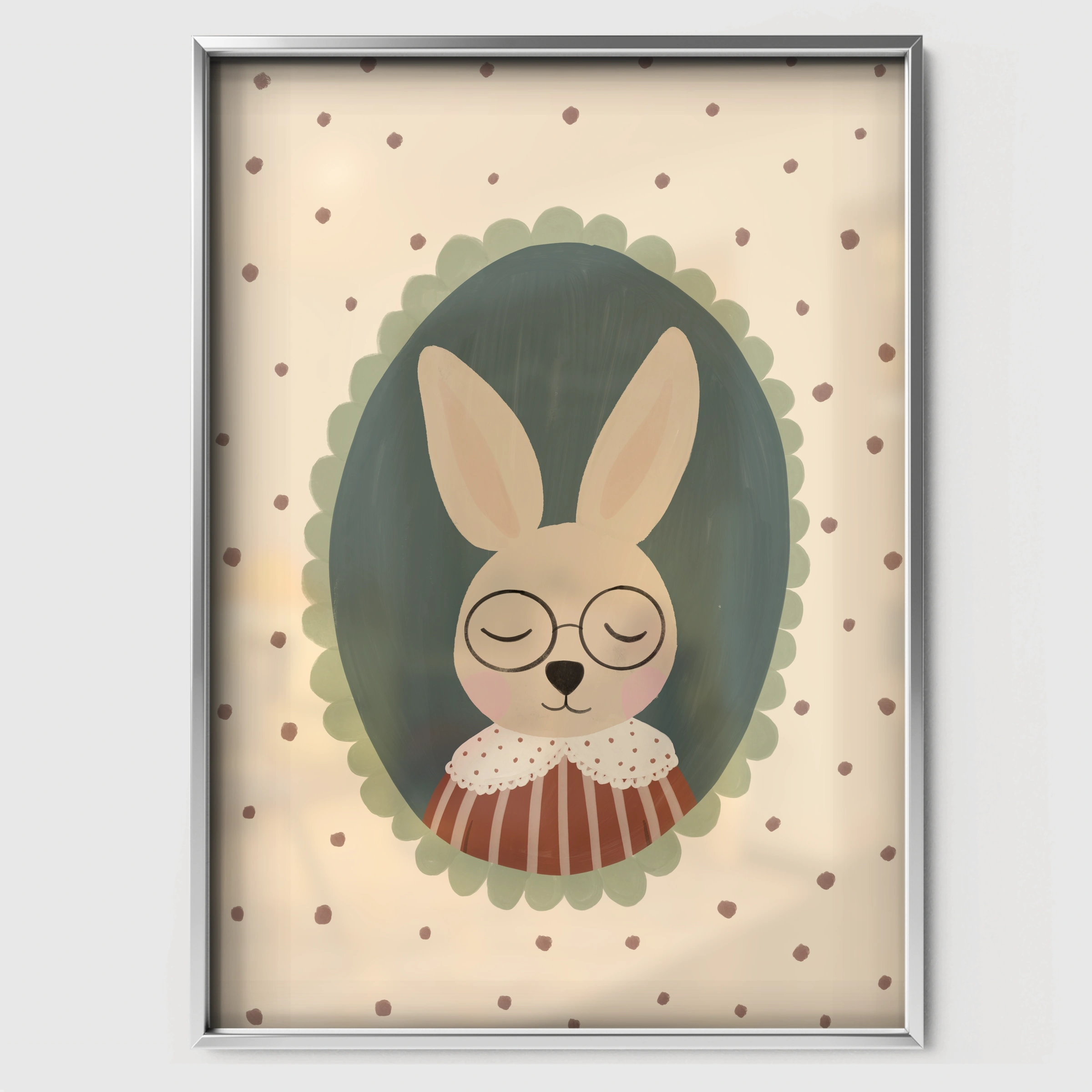 Framed Bunny Nursery Print - white framed nursery wall art print