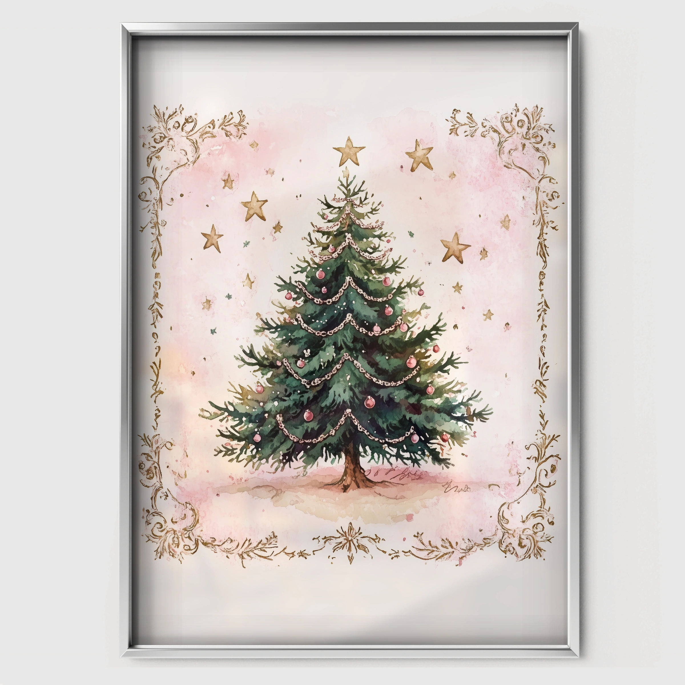 Framed Christmas Tree Print - white framed nursery wall art print