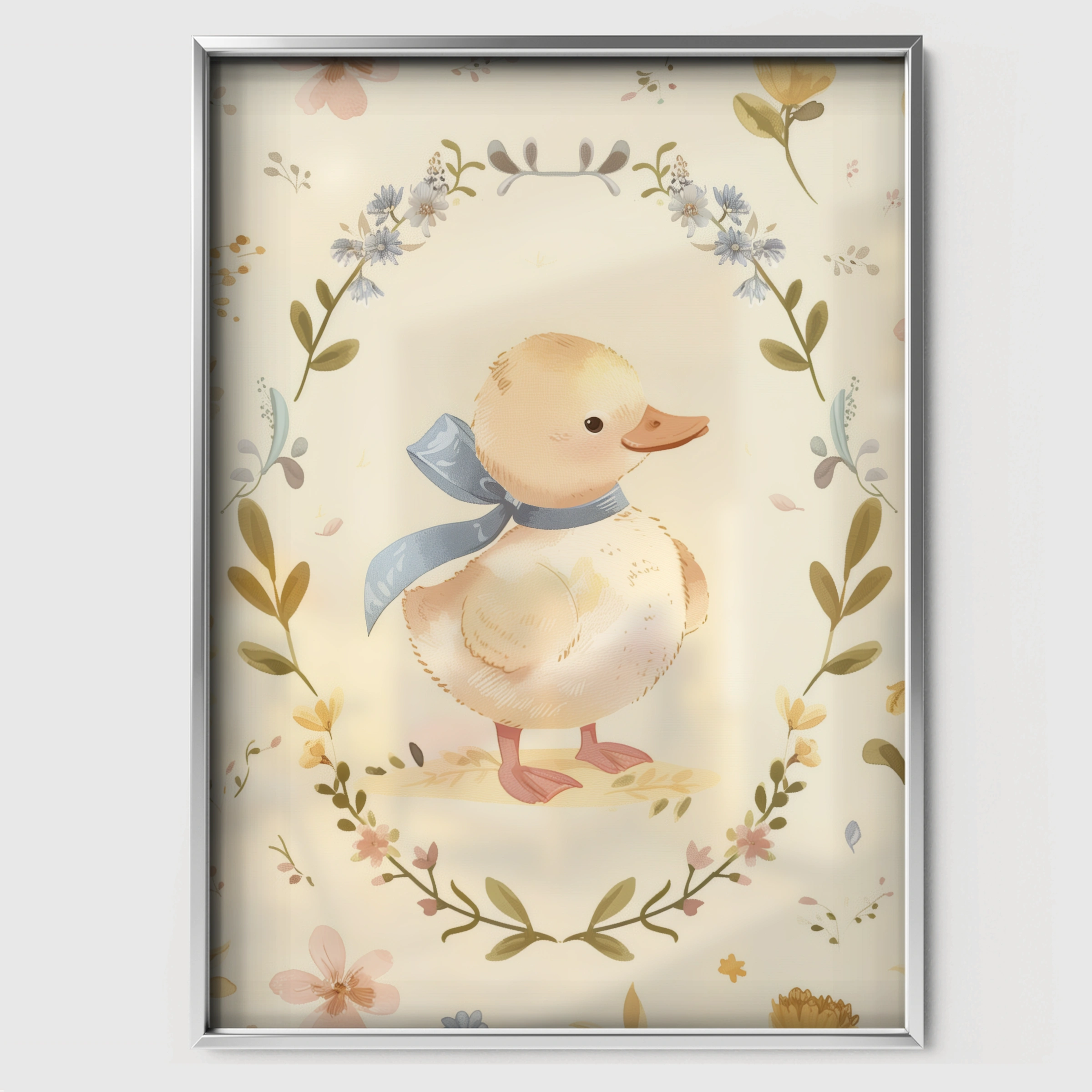 Framed Duckling Nursery Print - white framed nursery wall art print
