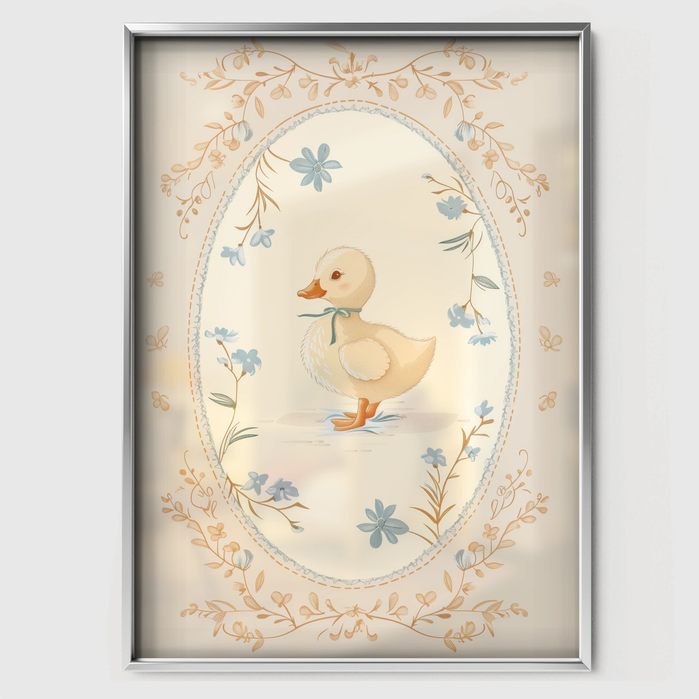 Framed Duckling Two Nursery Print - white framed nursery wall art print