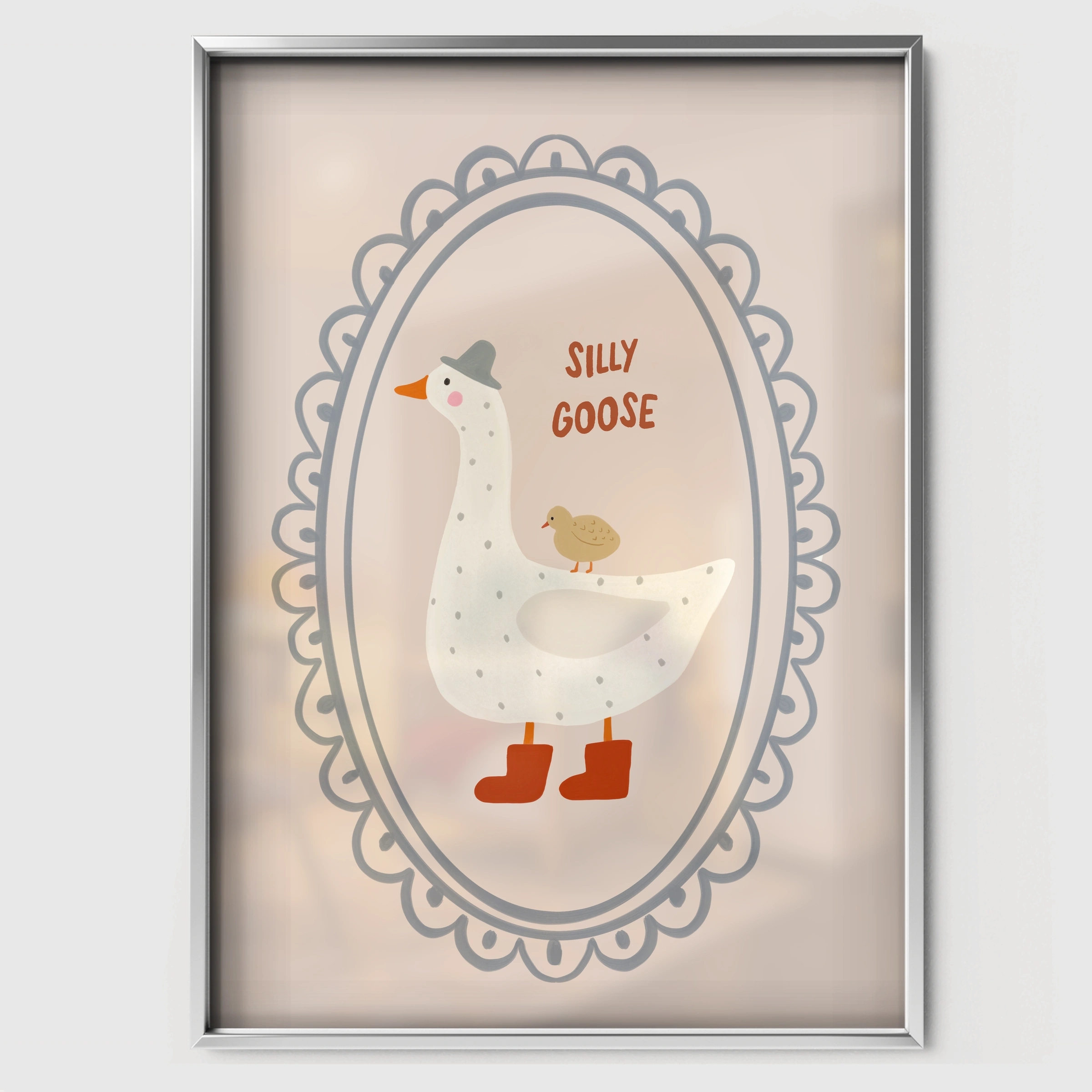 Framed Goose Nursery Print - white framed nursery wall art print