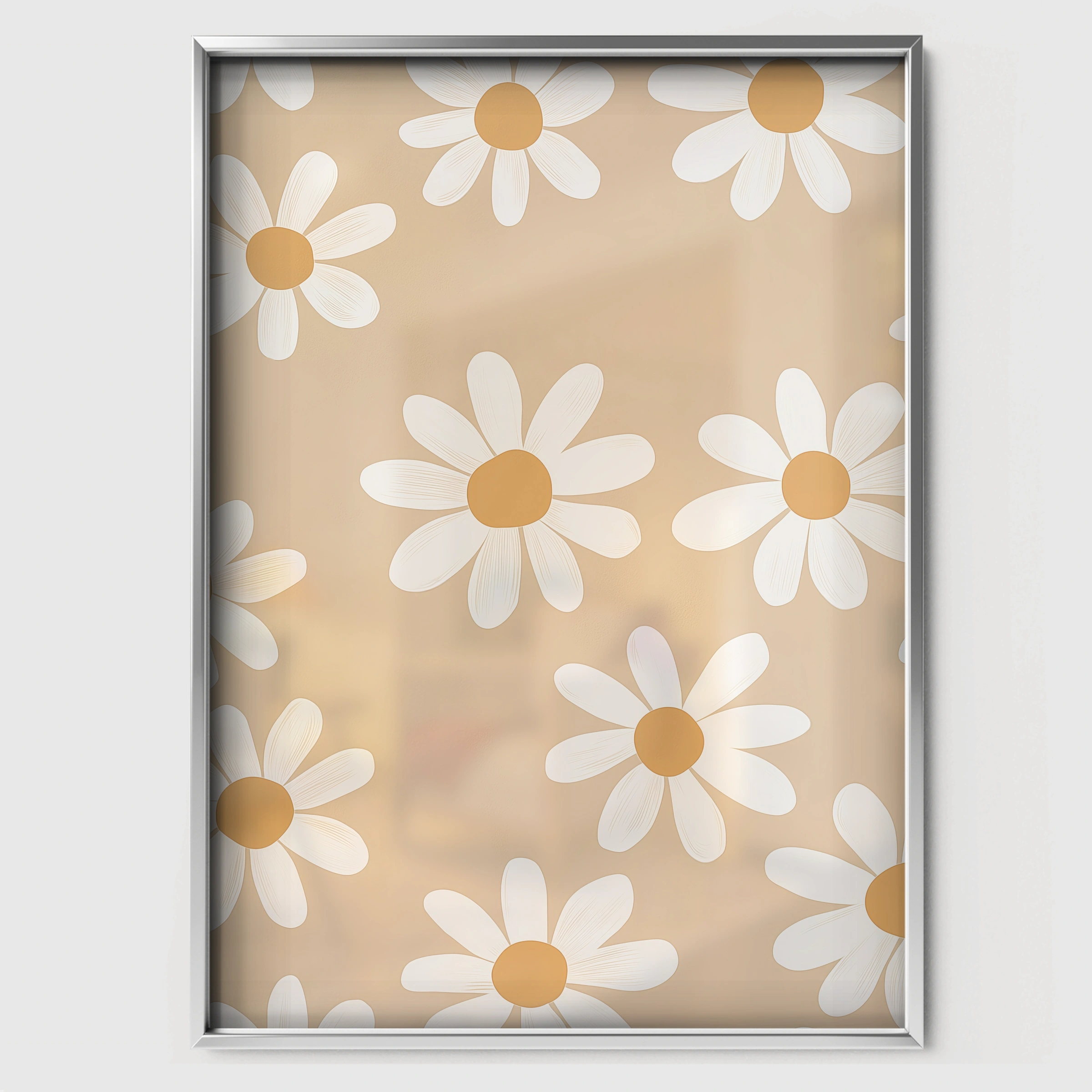 Fresh Daisies Nursery Print - white framed nursery wall art print