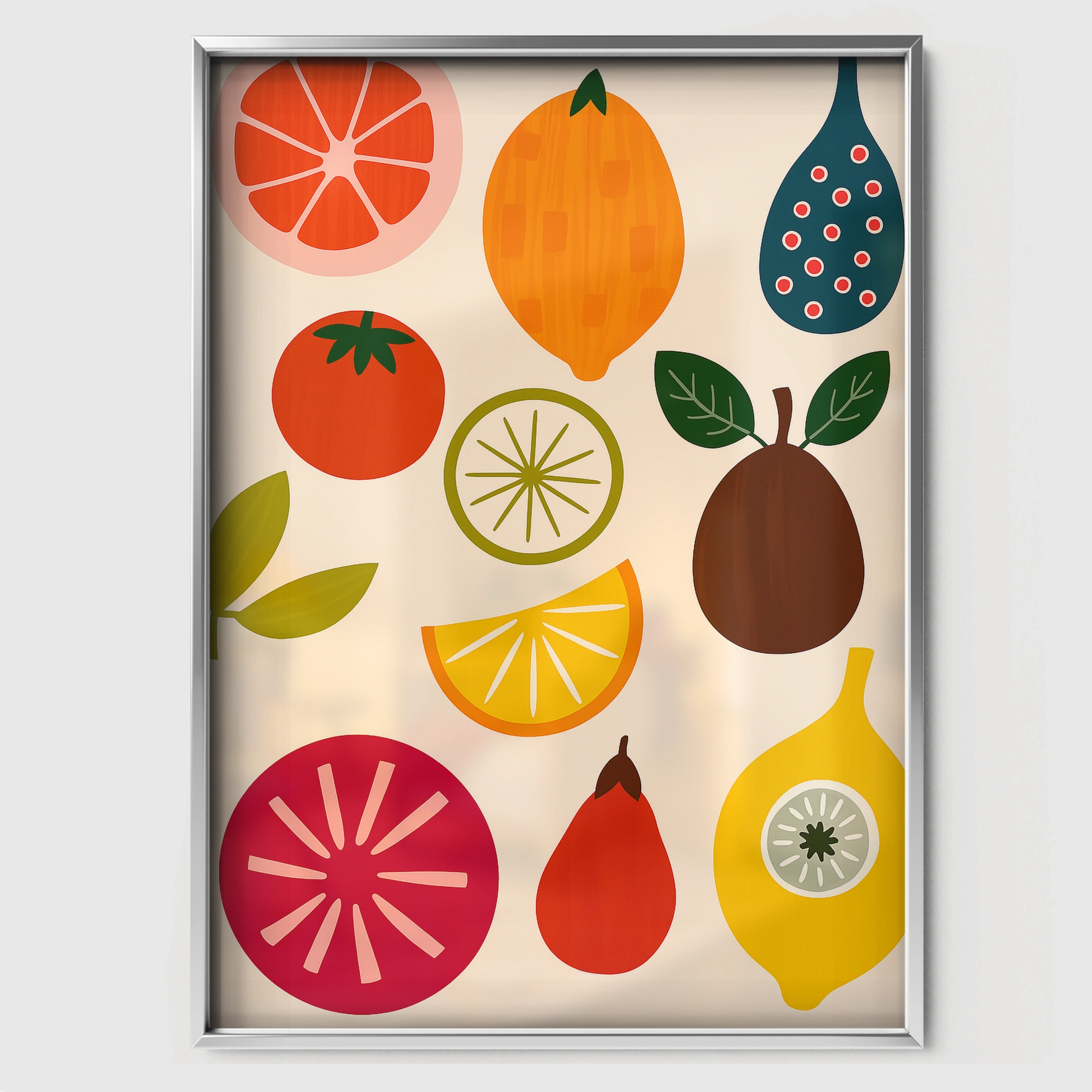 Fresh Fruit Nursery Print - white framed nursery wall art print