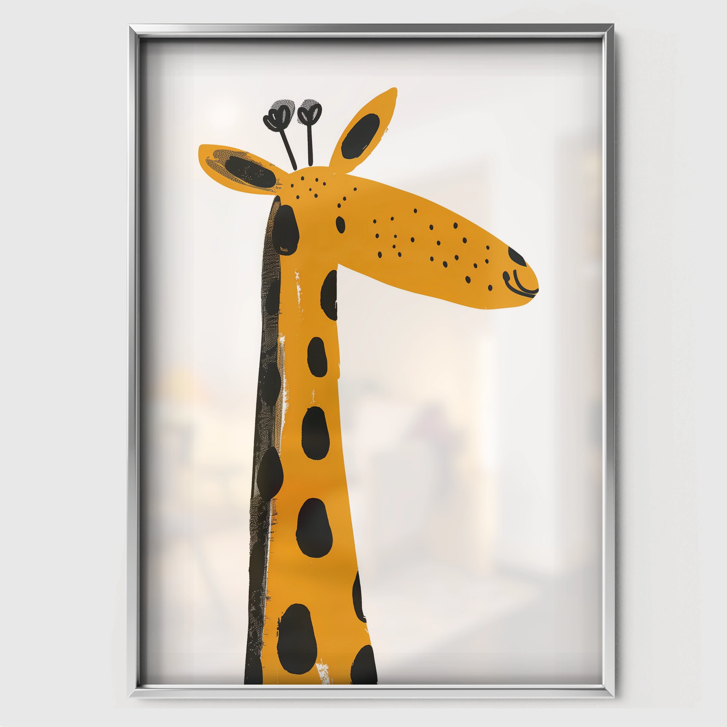 Friendly Giraffe Nursery Print - white framed nursery wall art print