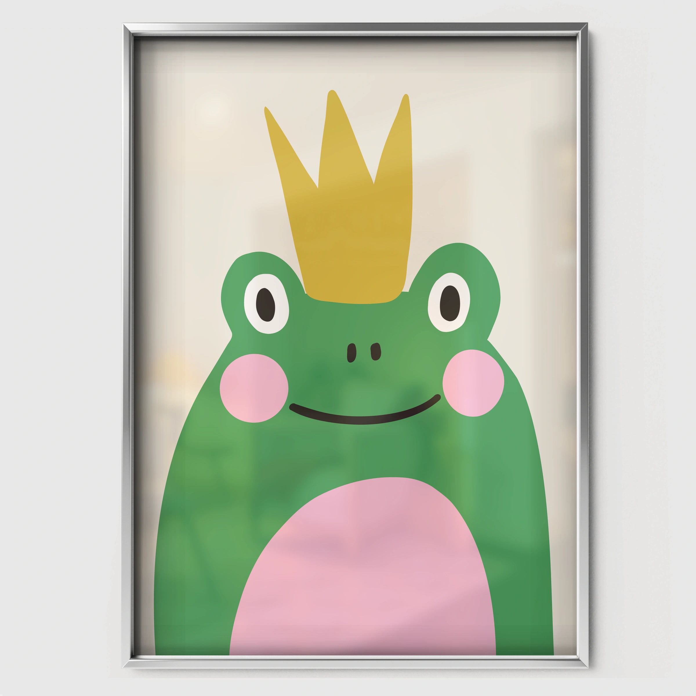 Frog King Nursery Print - white framed nursery wall art print