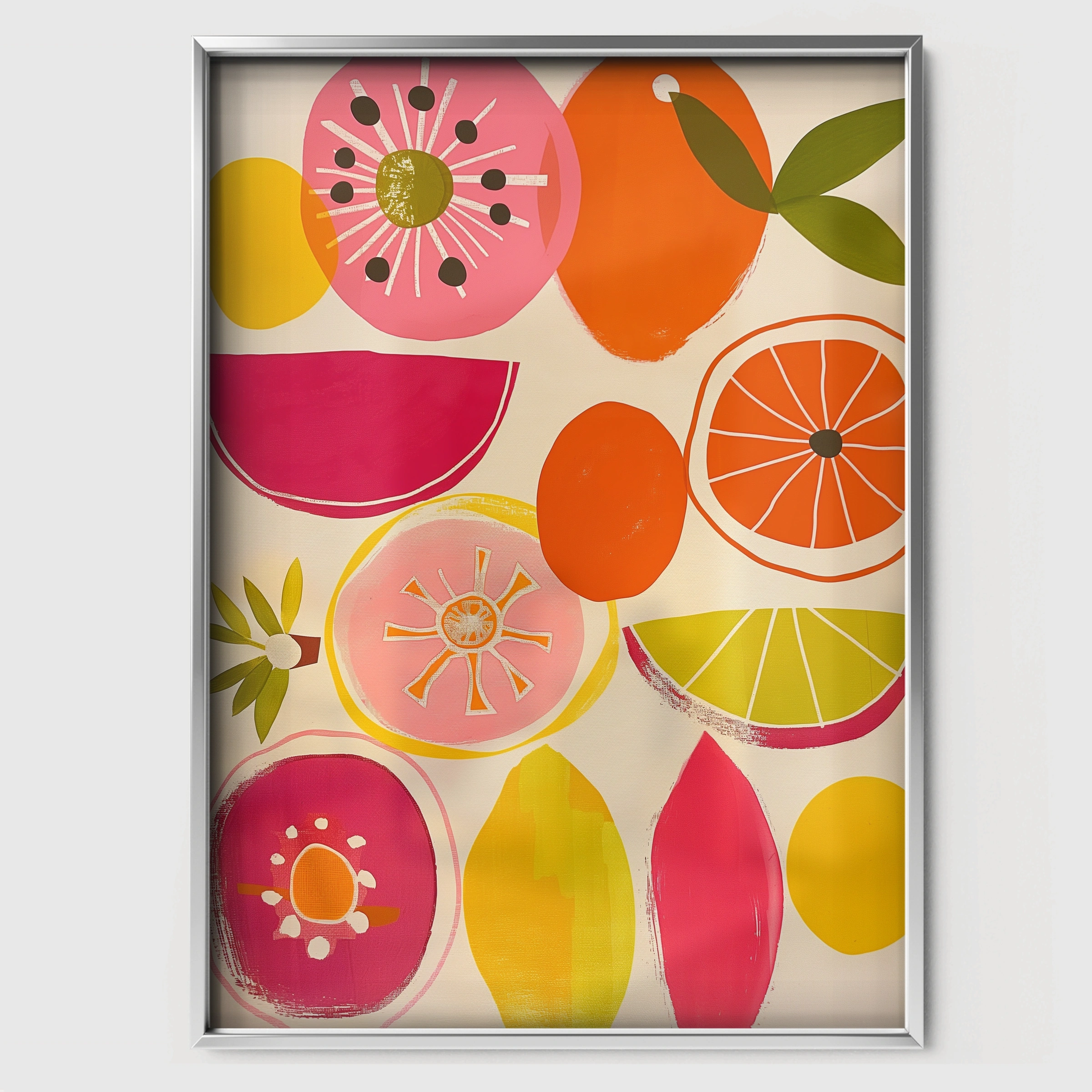 Fruit Medley Nursery Print - white framed nursery wall art print